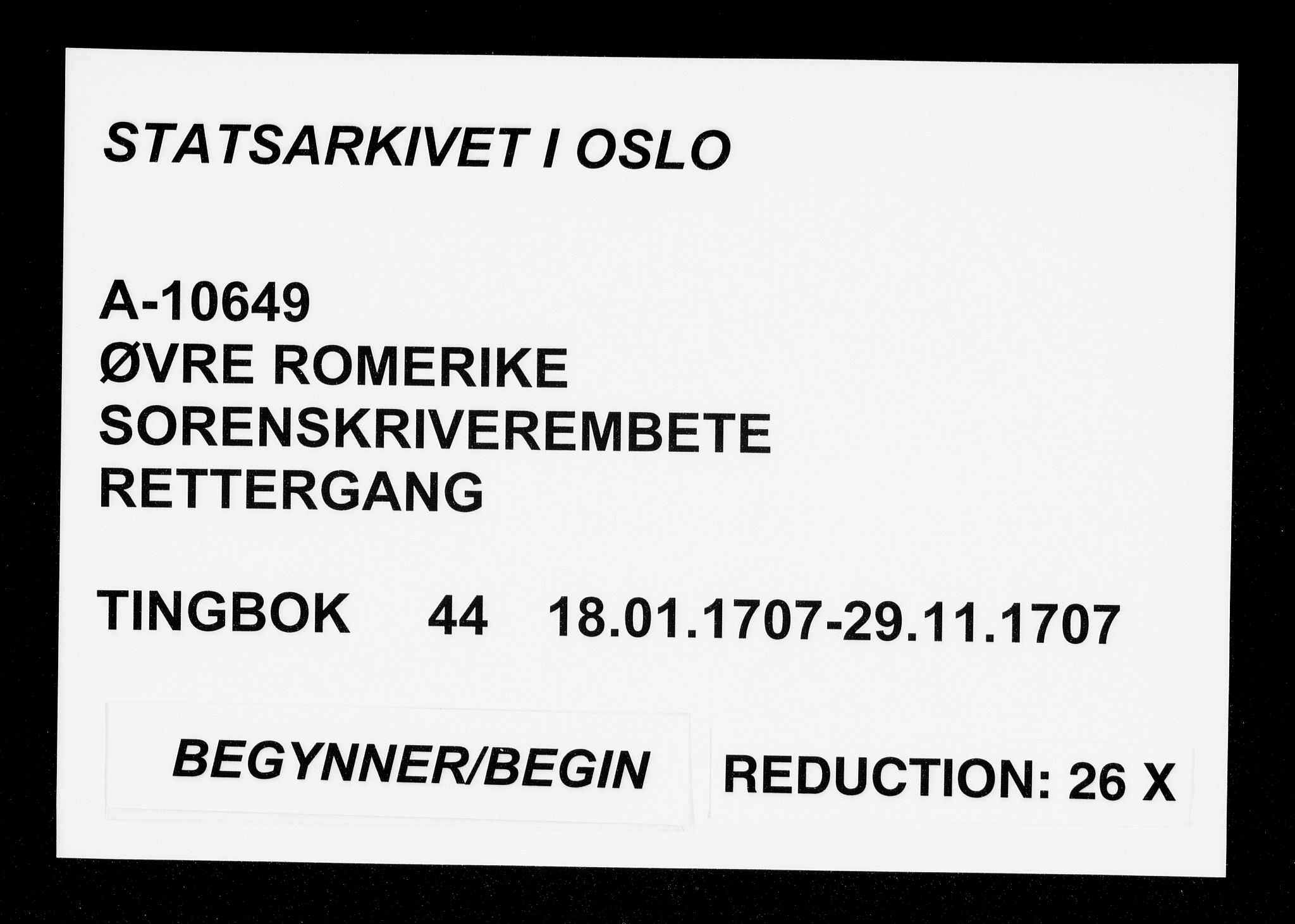 Øvre Romerike sorenskriveri, AV/SAO-A-10649/F/Fb/L0044: Tingbok 44, 1707