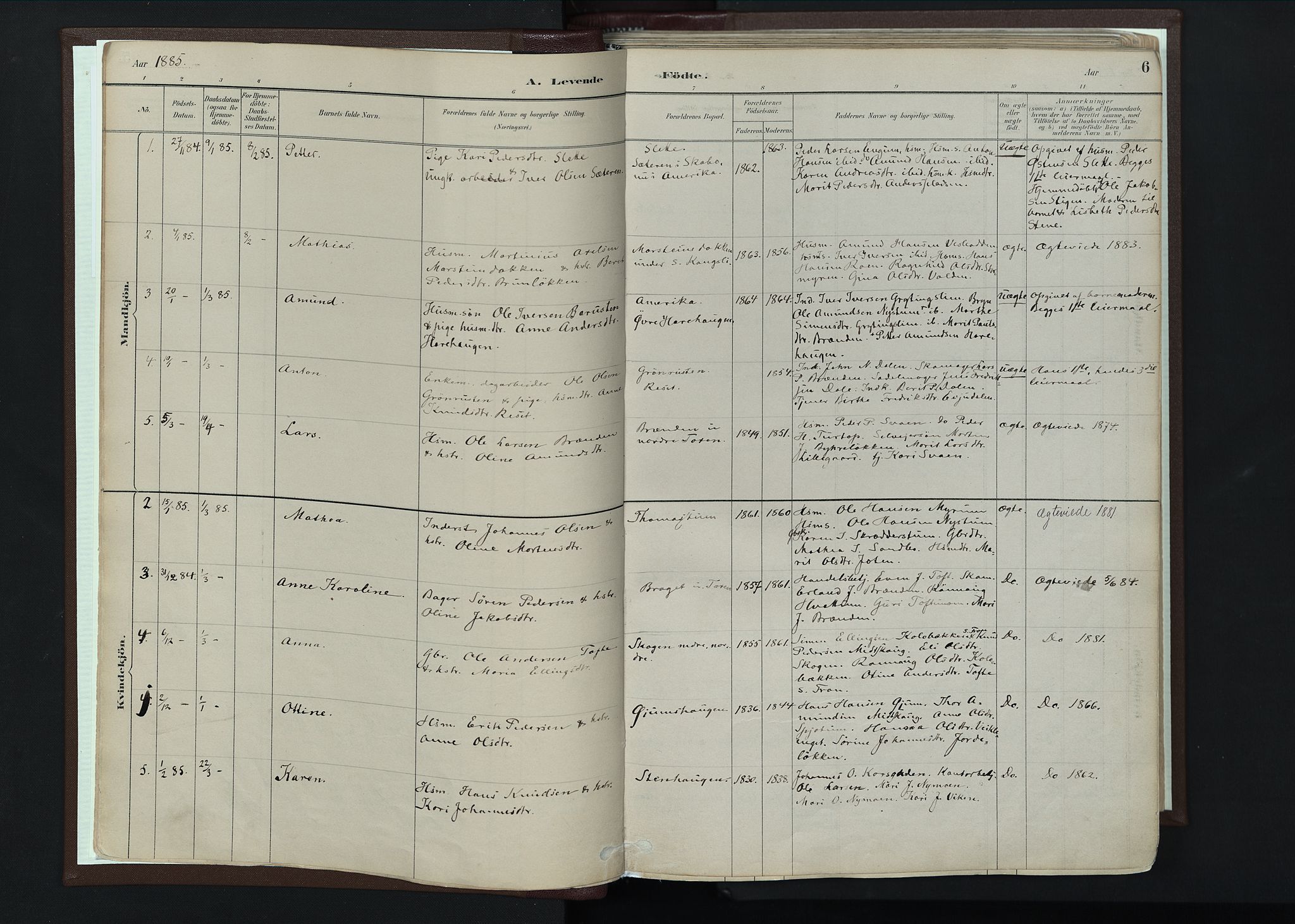 Nord-Fron prestekontor, SAH/PREST-080/H/Ha/Haa/L0004: Parish register (official) no. 4, 1884-1914, p. 6