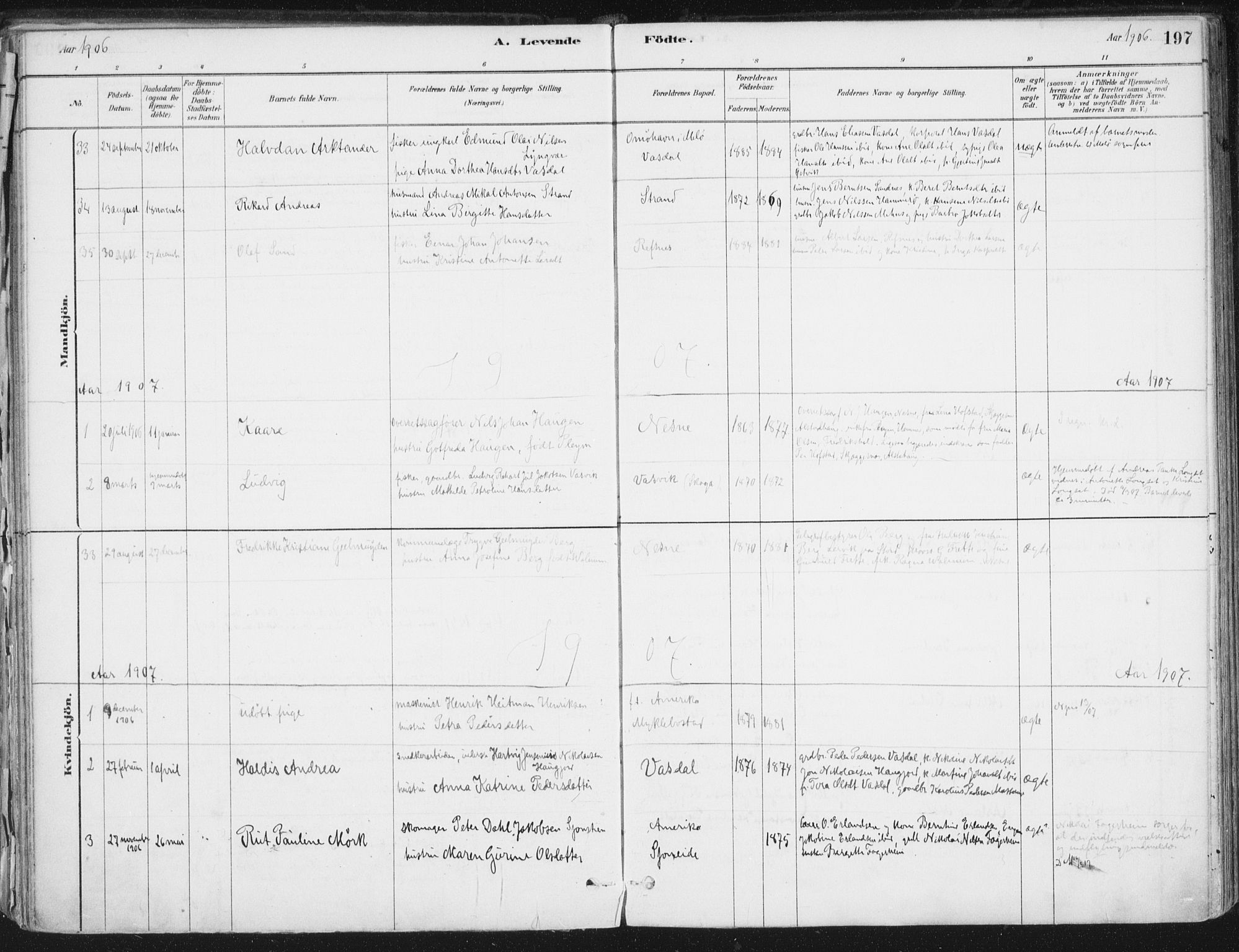 Ministerialprotokoller, klokkerbøker og fødselsregistre - Nordland, AV/SAT-A-1459/838/L0552: Parish register (official) no. 838A10, 1880-1910, p. 197