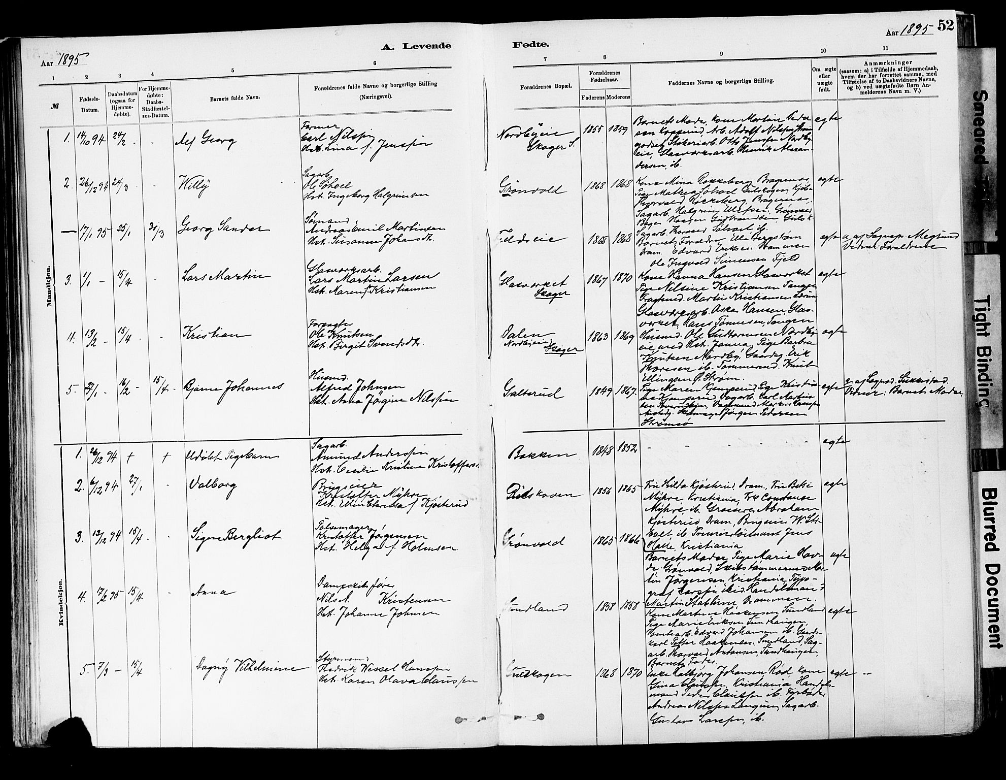 Strømsgodset kirkebøker, AV/SAKO-A-324/F/Fa/L0001: Parish register (official) no. 1, 1885-1909, p. 52