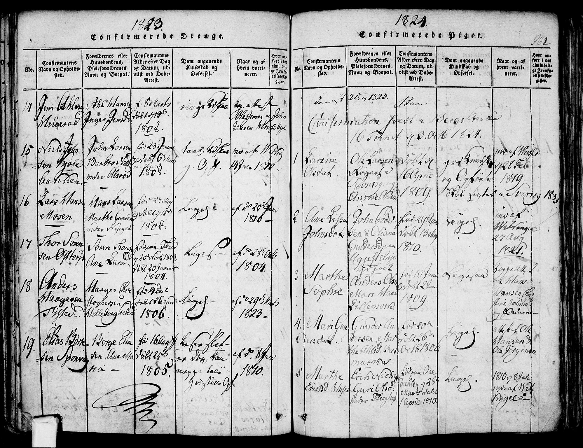 Berg prestekontor Kirkebøker, SAO/A-10902/F/Fa/L0002: Parish register (official) no. I 2, 1815-1831, p. 262