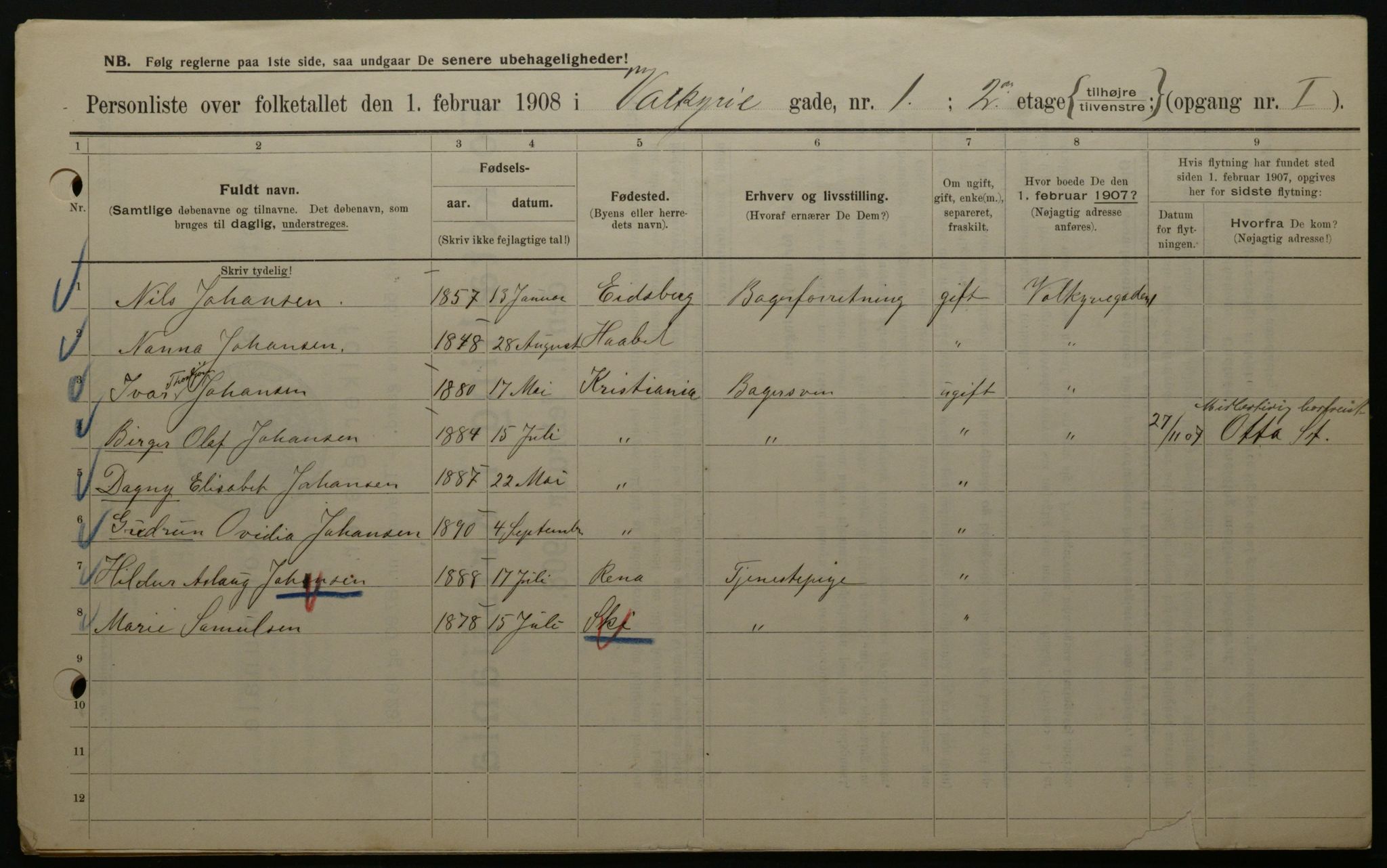 OBA, Municipal Census 1908 for Kristiania, 1908, p. 109177