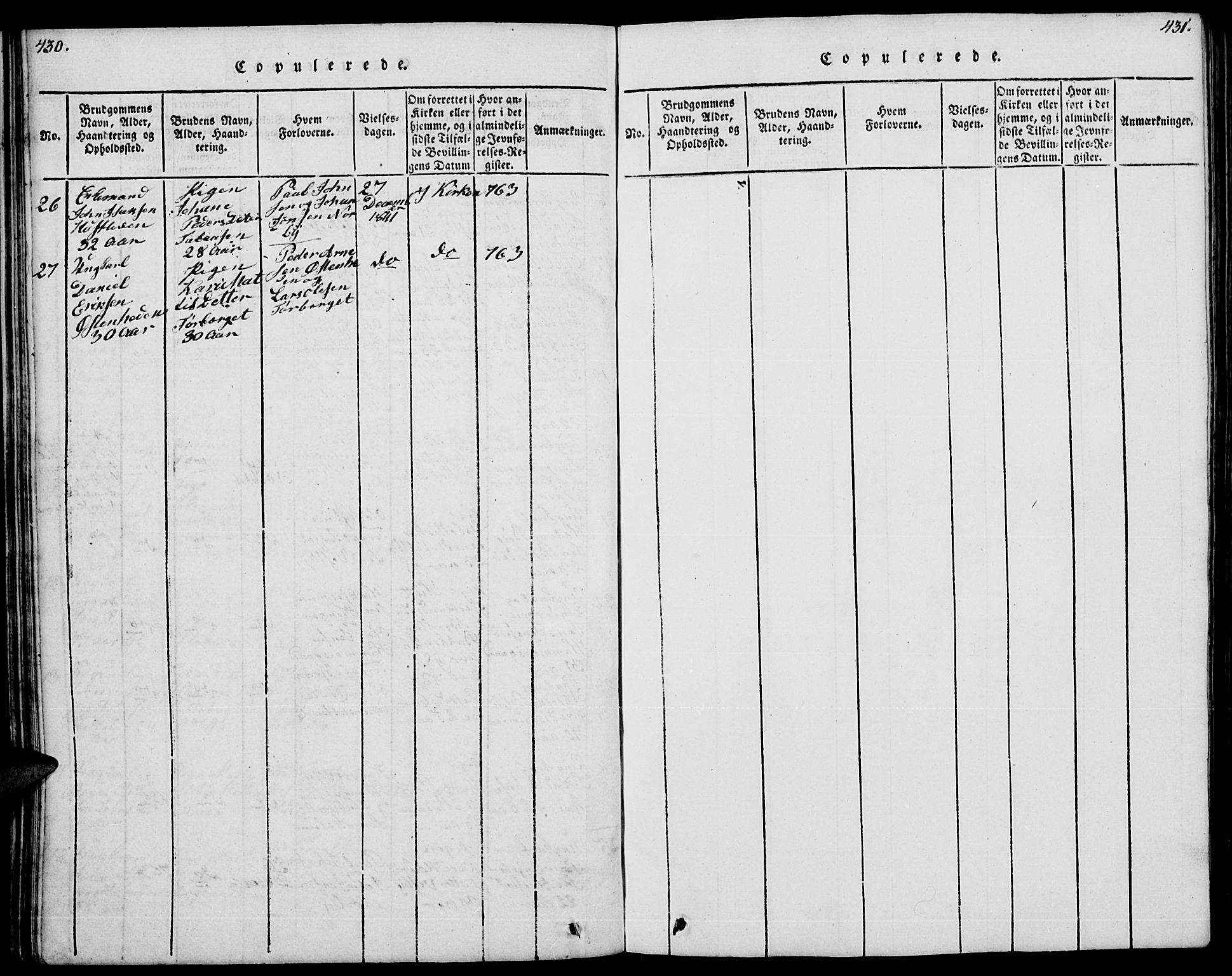 Trysil prestekontor, AV/SAH-PREST-046/H/Ha/Hab/L0004: Parish register (copy) no. 4, 1814-1841, p. 430-431