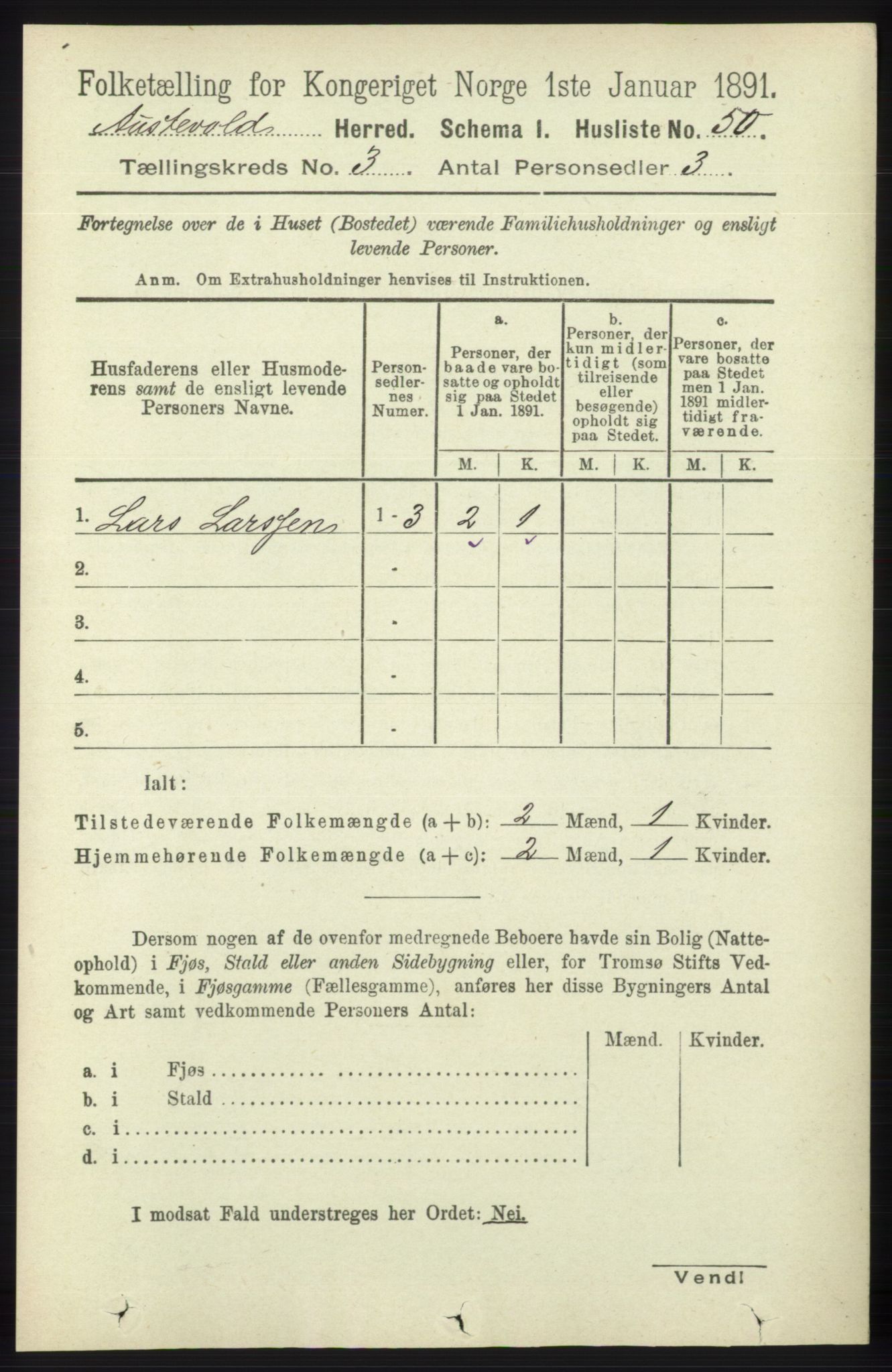 RA, 1891 census for 1244 Austevoll, 1891, p. 947