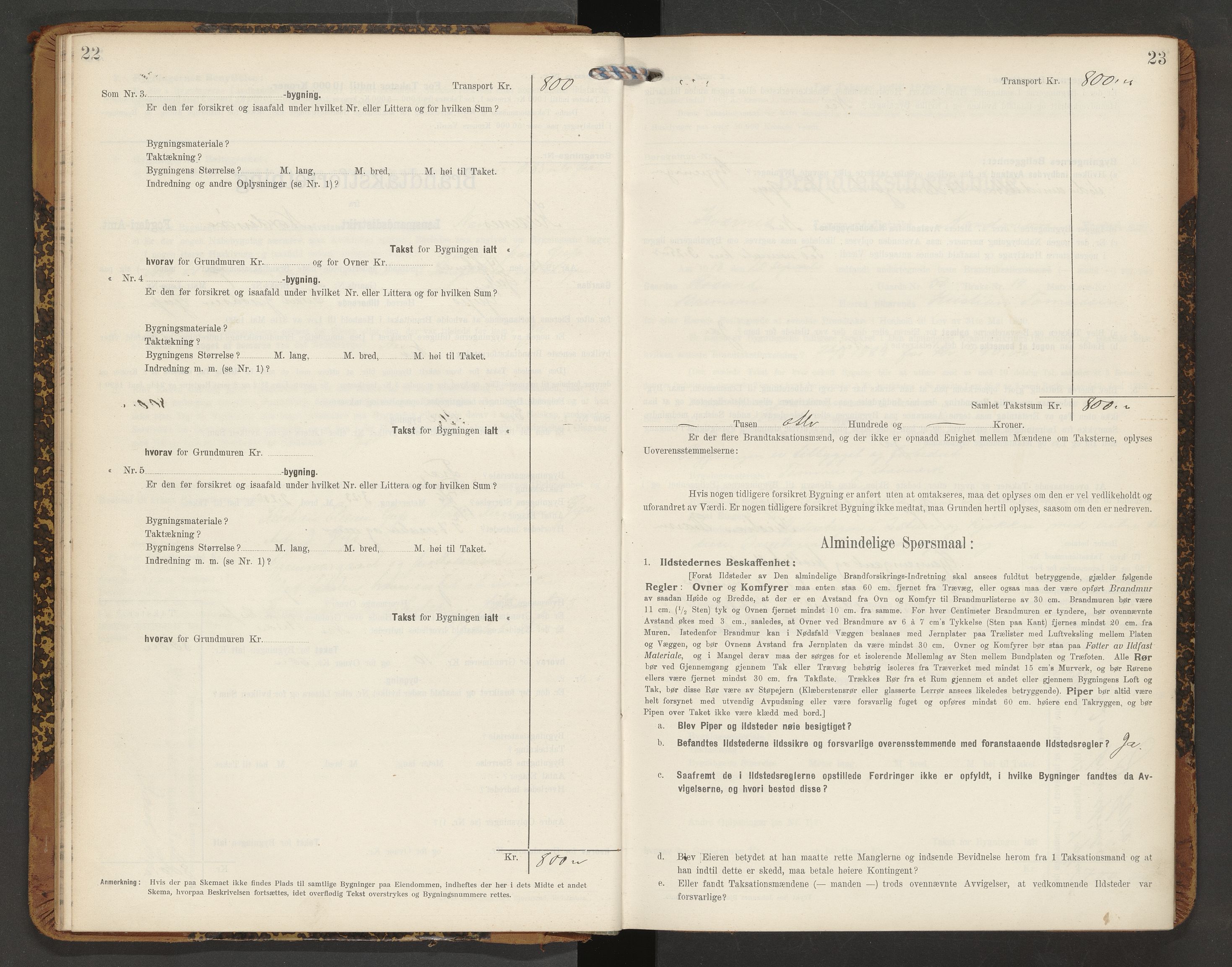 Norges Brannkasse Averøy og Frei, AV/SAT-A-5505/Fb/L0003: Branntakstprotokoll, 1910-1926, p. 22-23