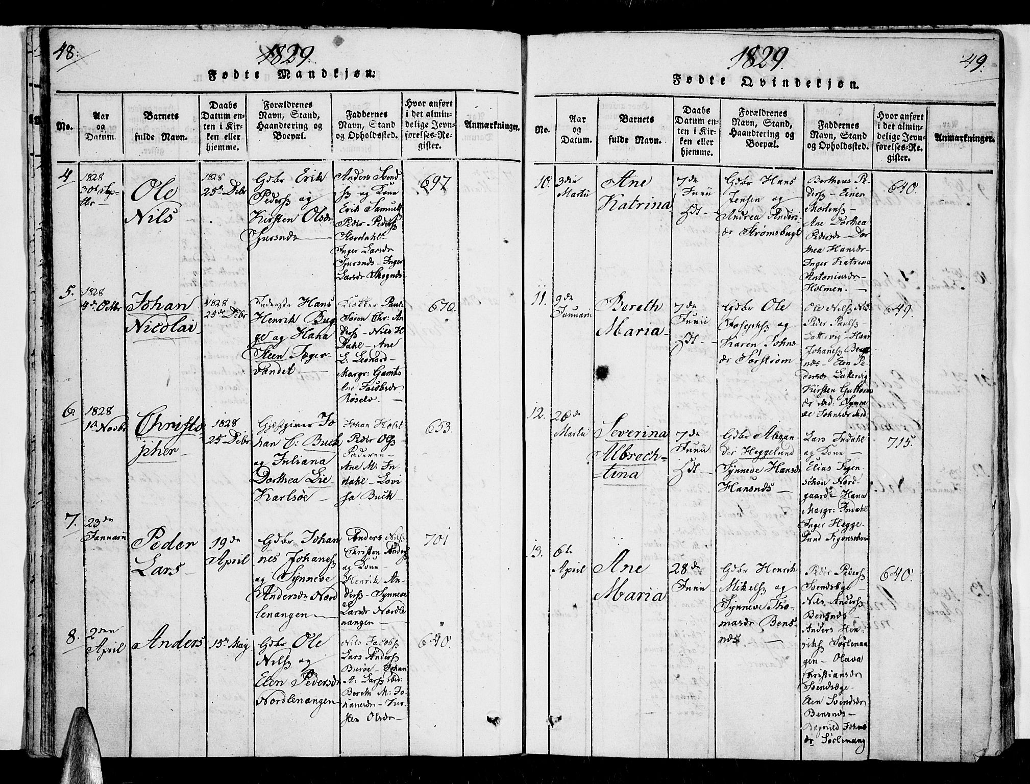 Karlsøy sokneprestembete, SATØ/S-1299/H/Ha/Haa/L0002kirke: Parish register (official) no. 2, 1823-1842, p. 48-49