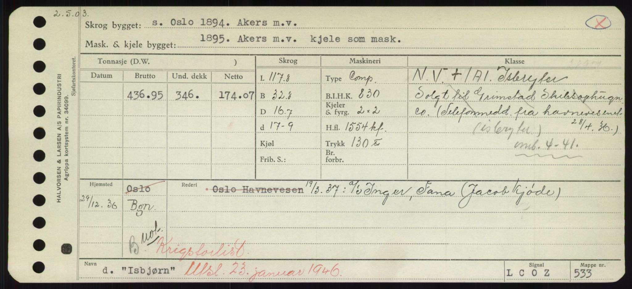 Sjøfartsdirektoratet med forløpere, Skipsmålingen, RA/S-1627/H/Hd/L0018: Fartøy, I, p. 253