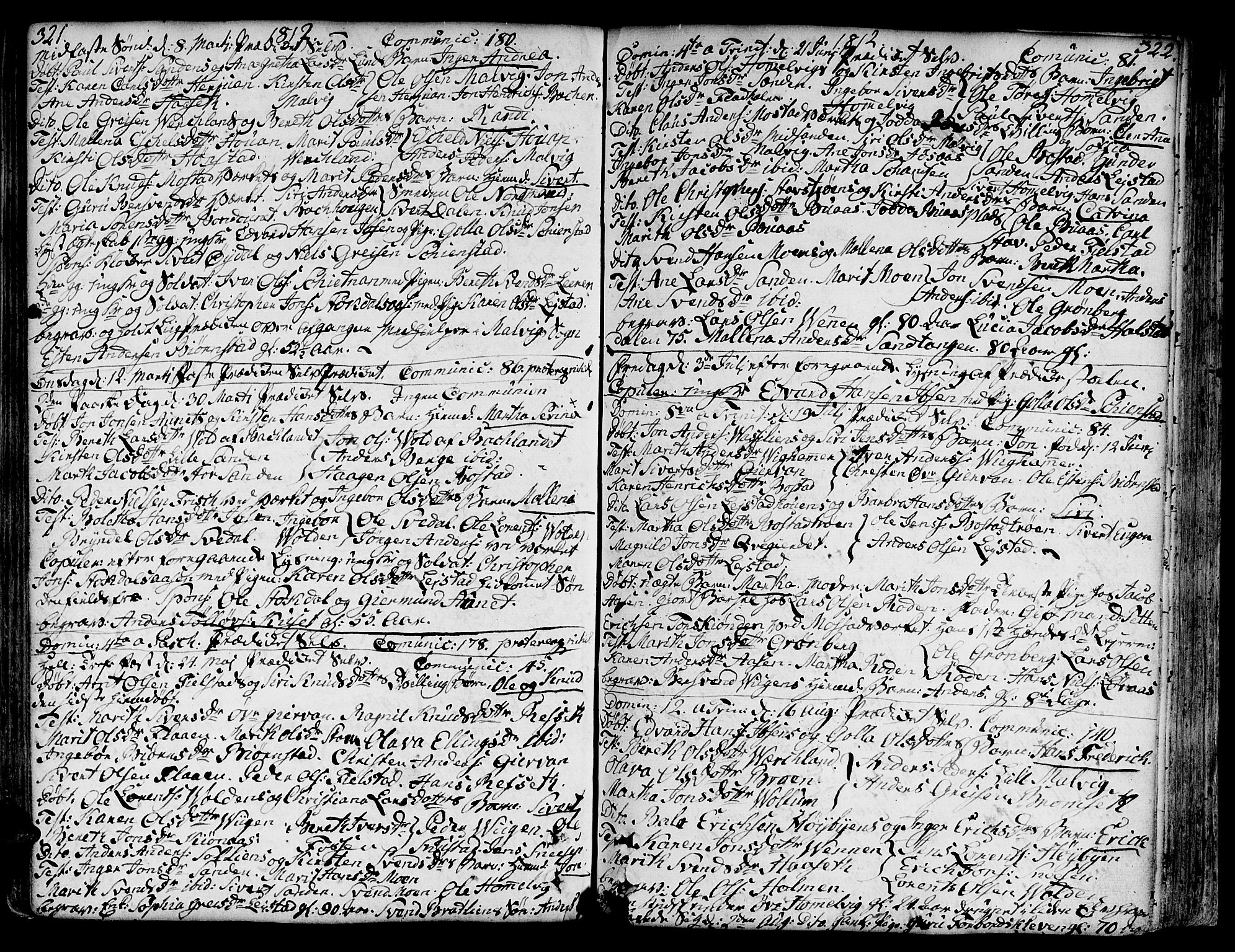 Ministerialprotokoller, klokkerbøker og fødselsregistre - Sør-Trøndelag, SAT/A-1456/606/L0281: Parish register (official) no. 606A02 /2, 1781-1817, p. 321-322