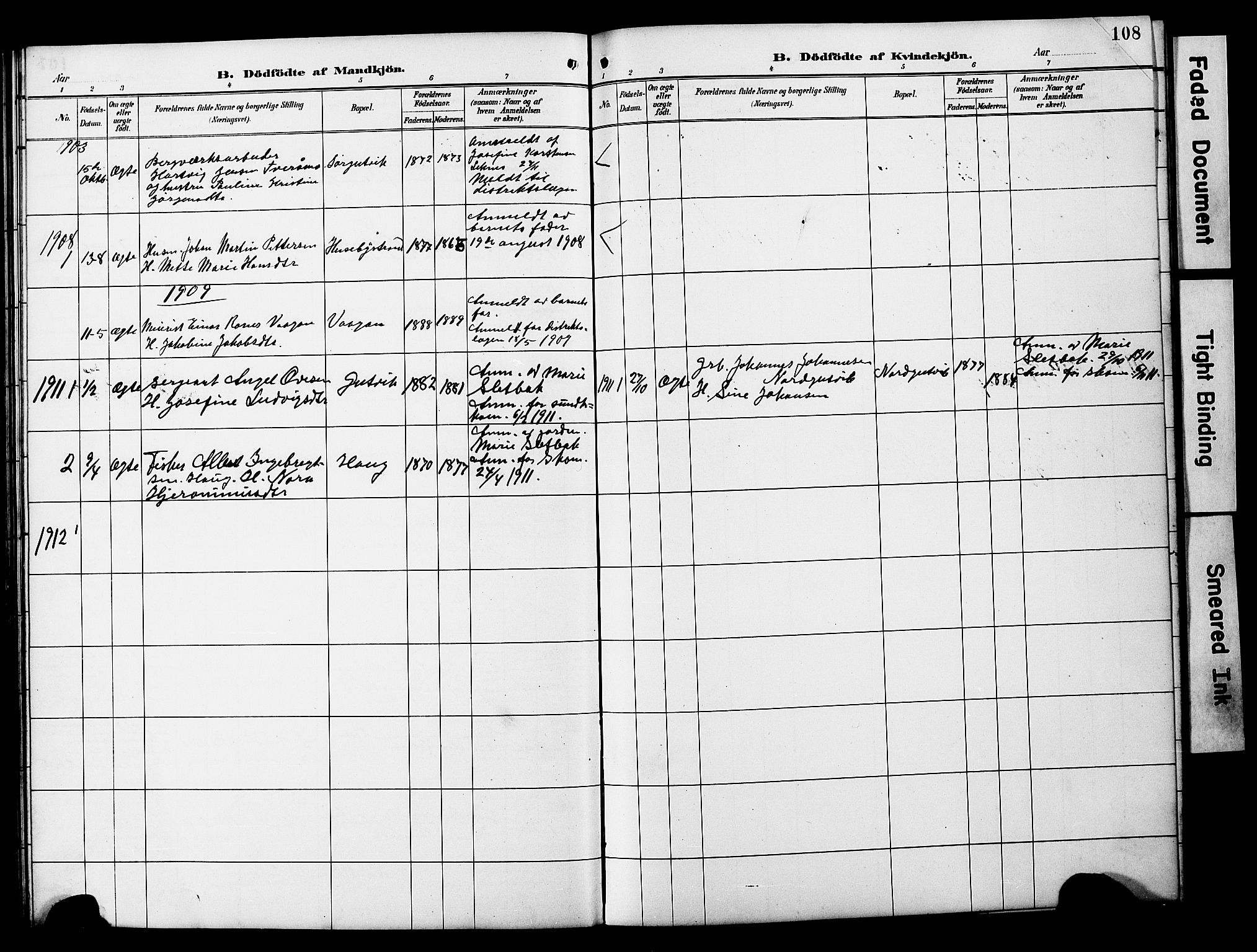 Ministerialprotokoller, klokkerbøker og fødselsregistre - Nord-Trøndelag, SAT/A-1458/788/L0701: Parish register (copy) no. 788C01, 1888-1913, p. 108