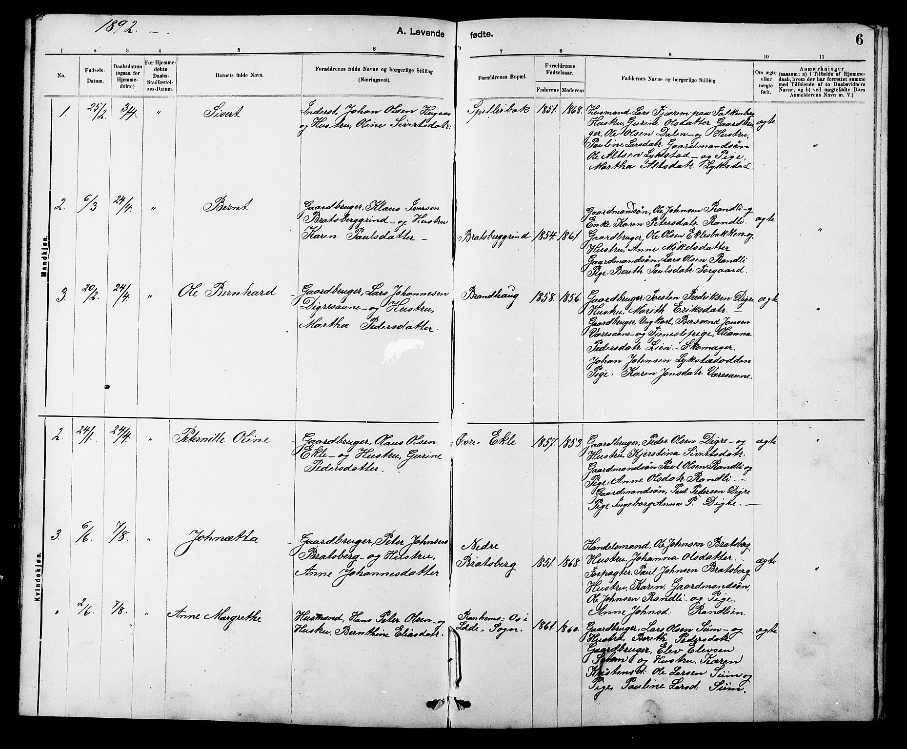 Ministerialprotokoller, klokkerbøker og fødselsregistre - Sør-Trøndelag, AV/SAT-A-1456/608/L0341: Parish register (copy) no. 608C07, 1890-1912, p. 6