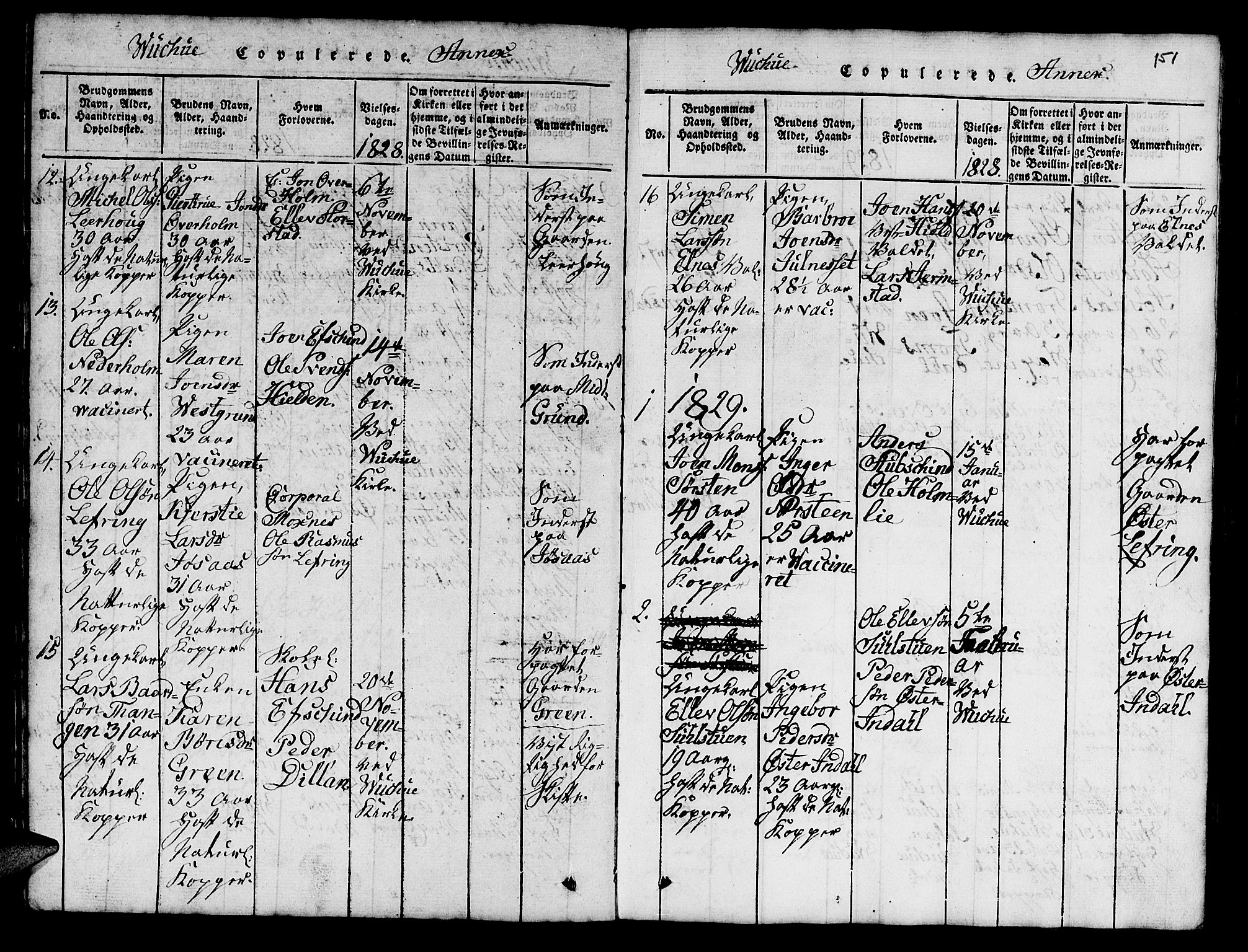 Ministerialprotokoller, klokkerbøker og fødselsregistre - Nord-Trøndelag, AV/SAT-A-1458/724/L0265: Parish register (copy) no. 724C01, 1816-1845, p. 151