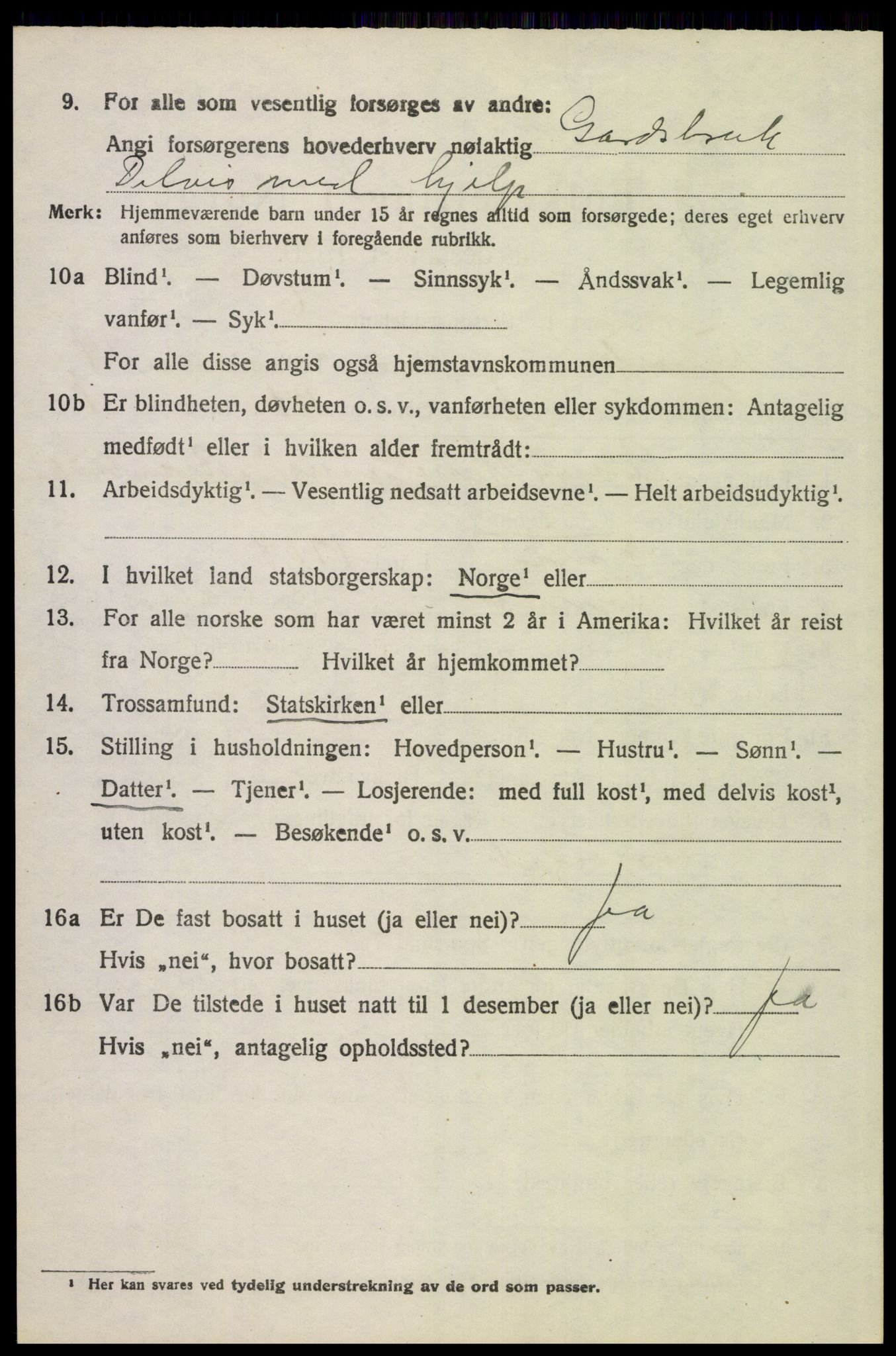 SAH, 1920 census for Tynset, 1920, p. 8939