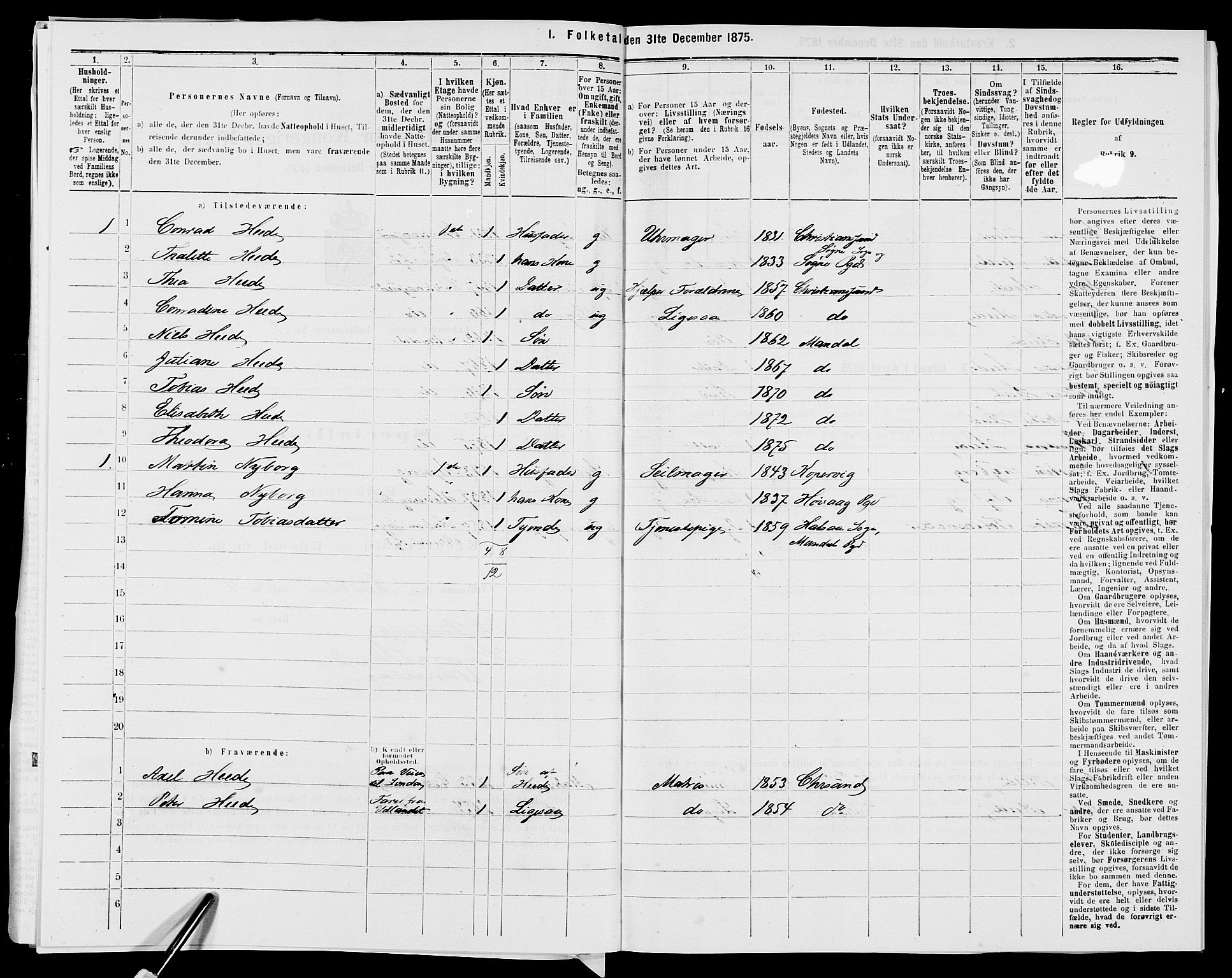 SAK, 1875 census for 1002B Mandal/Mandal, 1875, p. 167