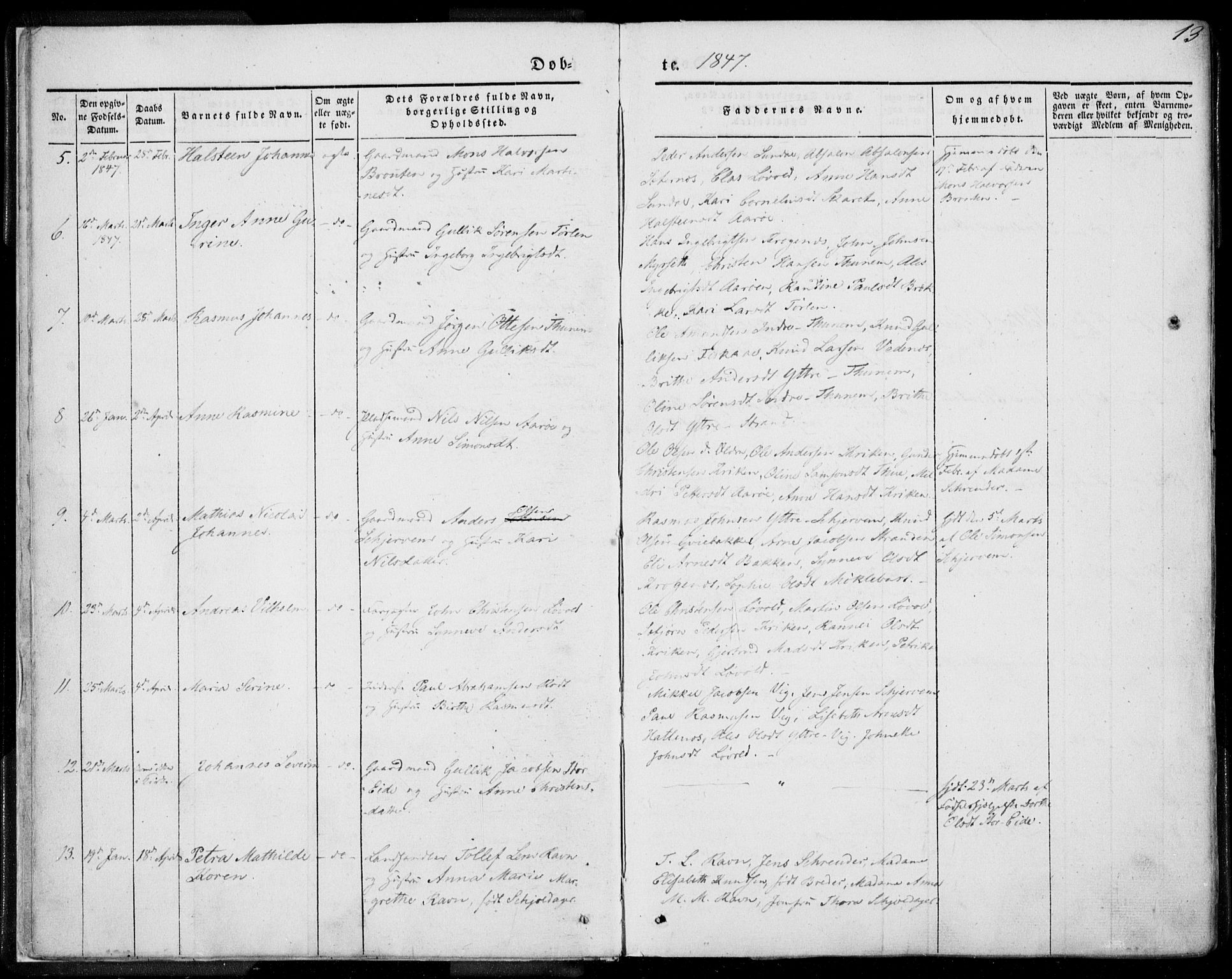 Ministerialprotokoller, klokkerbøker og fødselsregistre - Møre og Romsdal, AV/SAT-A-1454/501/L0006: Parish register (official) no. 501A06, 1844-1868, p. 13