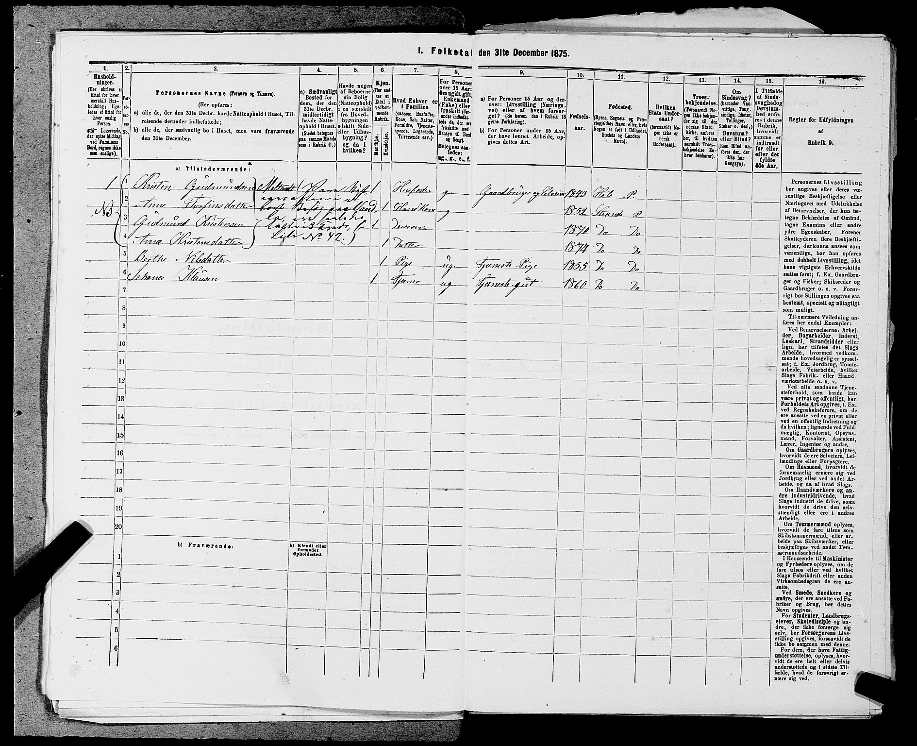 SAST, 1875 census for 1130P Strand, 1875, p. 167