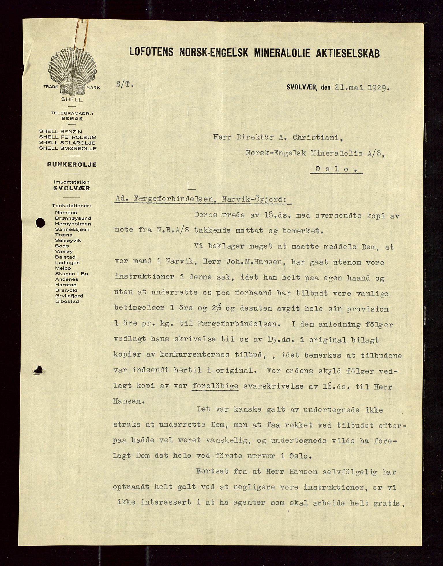 Pa 1521 - A/S Norske Shell, AV/SAST-A-101915/E/Ea/Eaa/L0018: Sjefskorrespondanse, 1929, p. 15