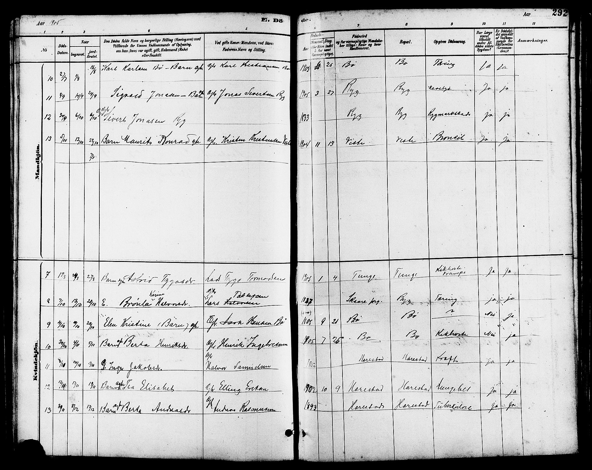 Hetland sokneprestkontor, AV/SAST-A-101826/30/30BB/L0006: Parish register (copy) no. B 6, 1878-1921, p. 292