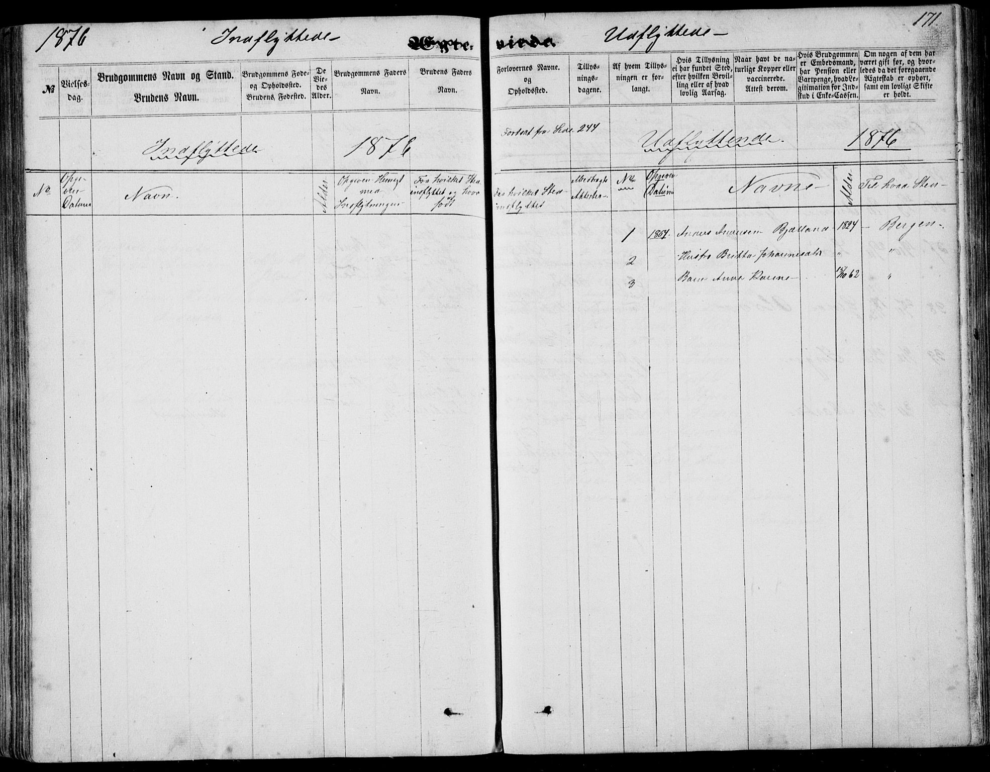 Nedstrand sokneprestkontor, SAST/A-101841/01/IV: Parish register (official) no. A 9, 1861-1876, p. 171