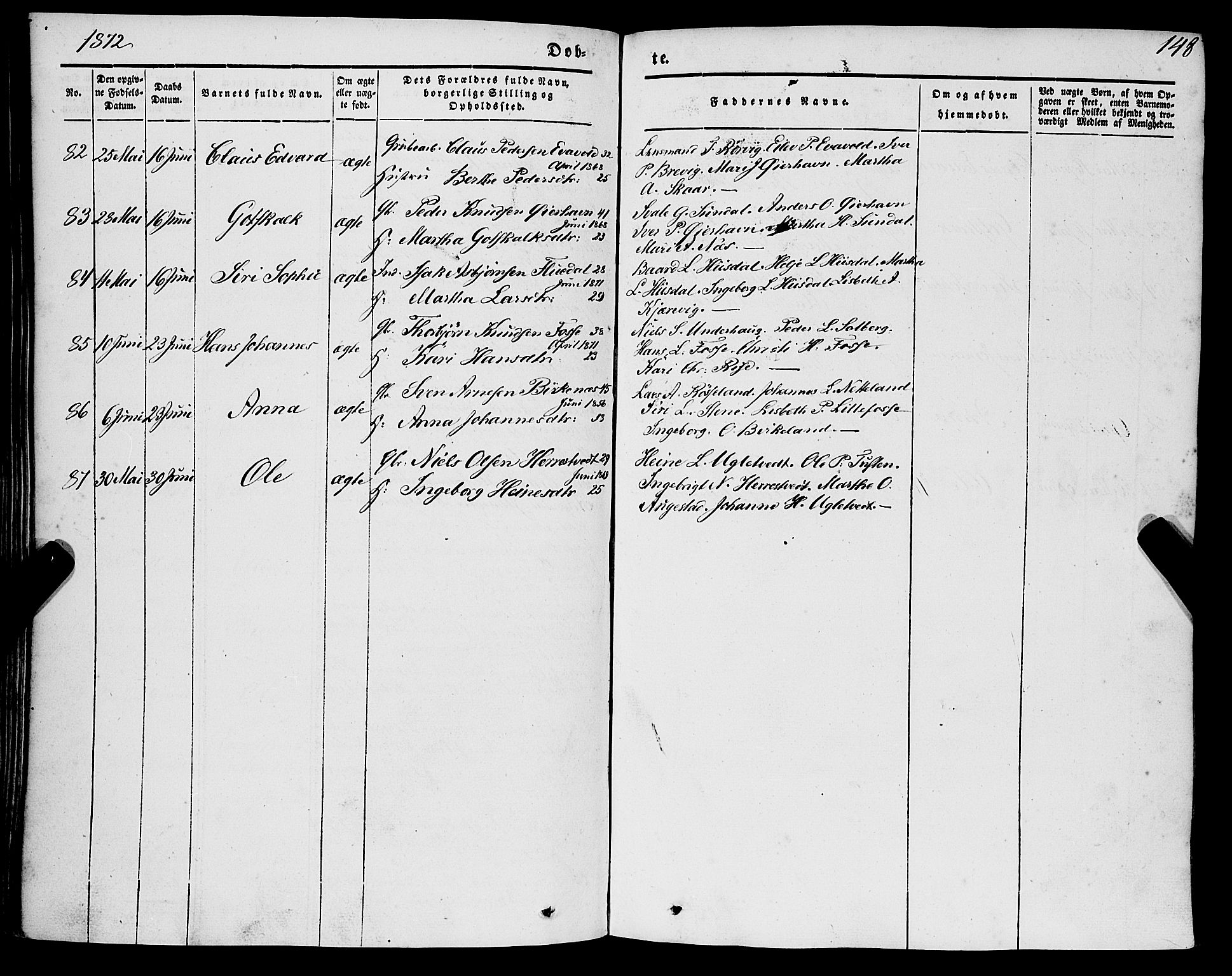 Strandebarm sokneprestembete, SAB/A-78401/H/Haa: Parish register (official) no. A 7, 1844-1872, p. 148