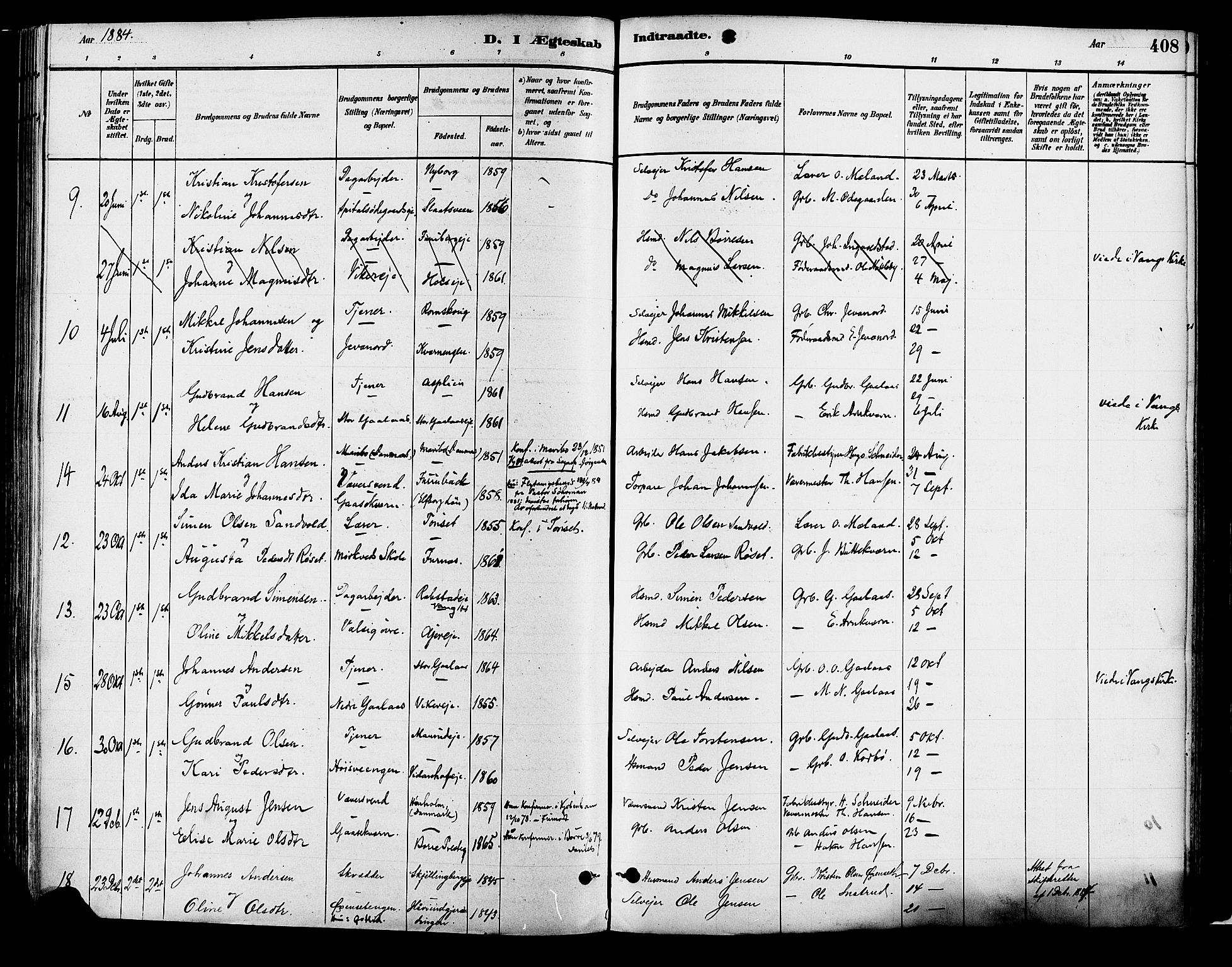 Vang prestekontor, Hedmark, SAH/PREST-008/H/Ha/Haa/L0018B: Parish register (official) no. 18B, 1880-1906, p. 408