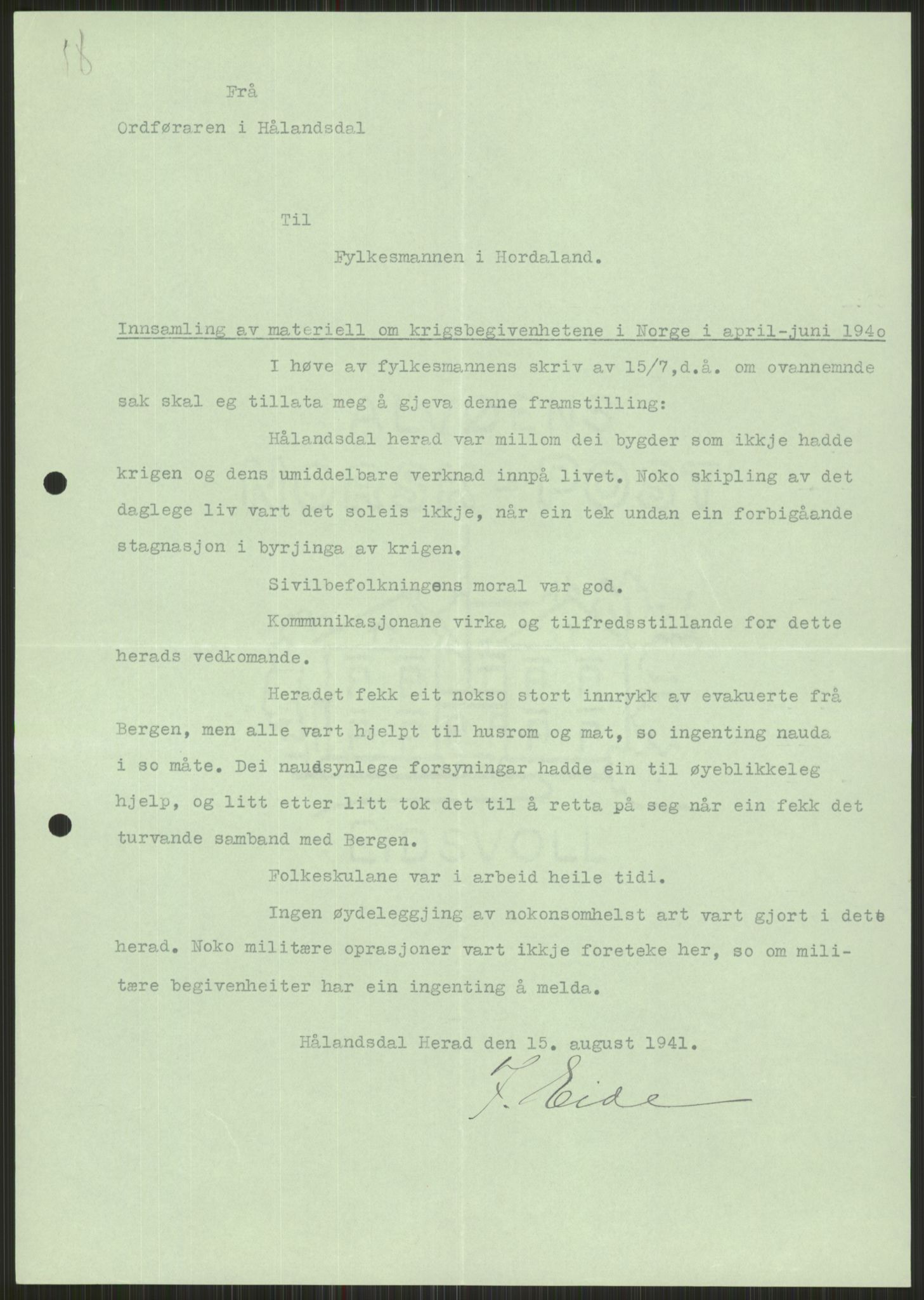 Forsvaret, Forsvarets krigshistoriske avdeling, RA/RAFA-2017/Y/Ya/L0015: II-C-11-31 - Fylkesmenn.  Rapporter om krigsbegivenhetene 1940., 1940, p. 328