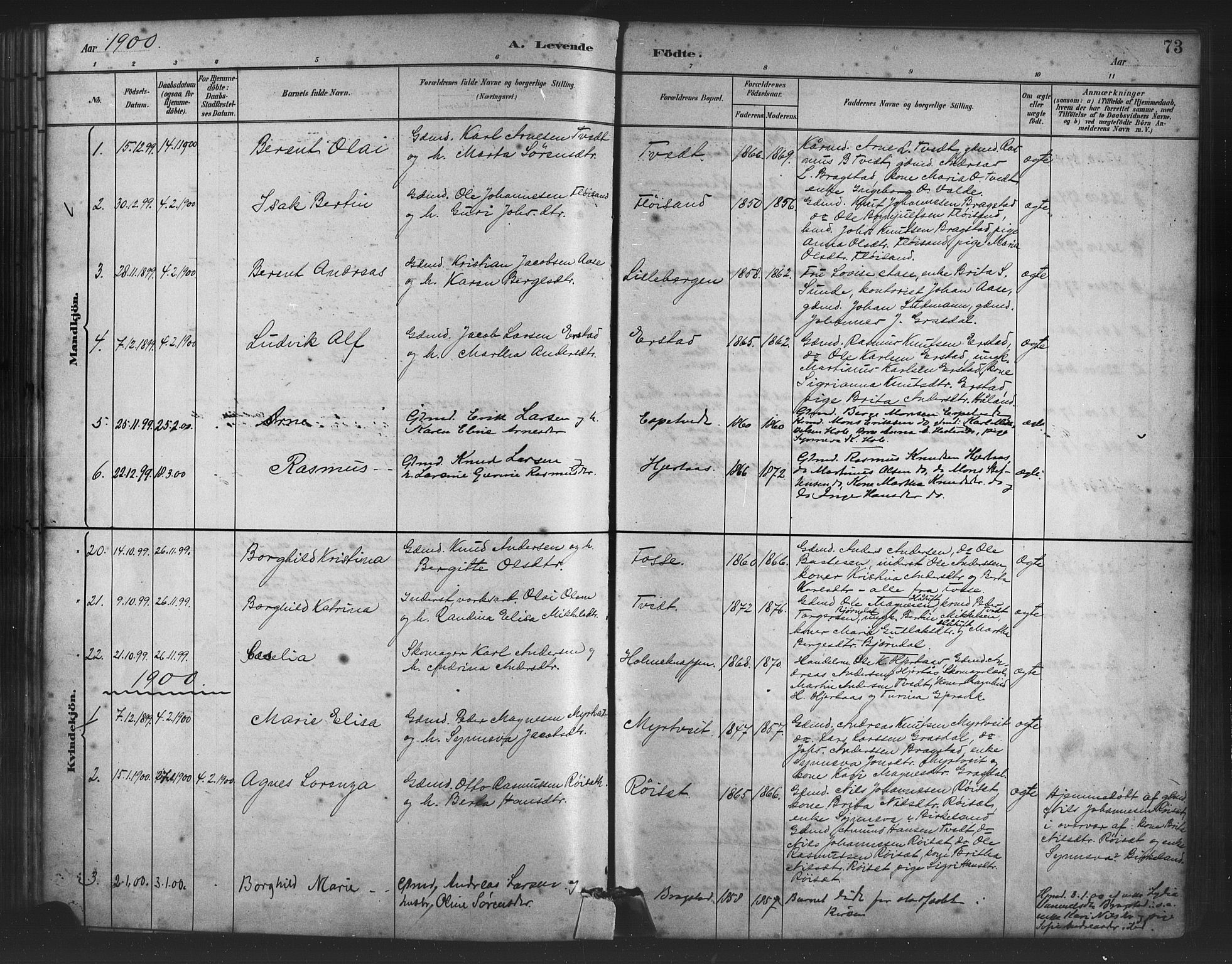 Alversund Sokneprestembete, SAB/A-73901/H/Ha/Haa/Haac/L0001: Parish register (official) no. C 1, 1882-1900, p. 73