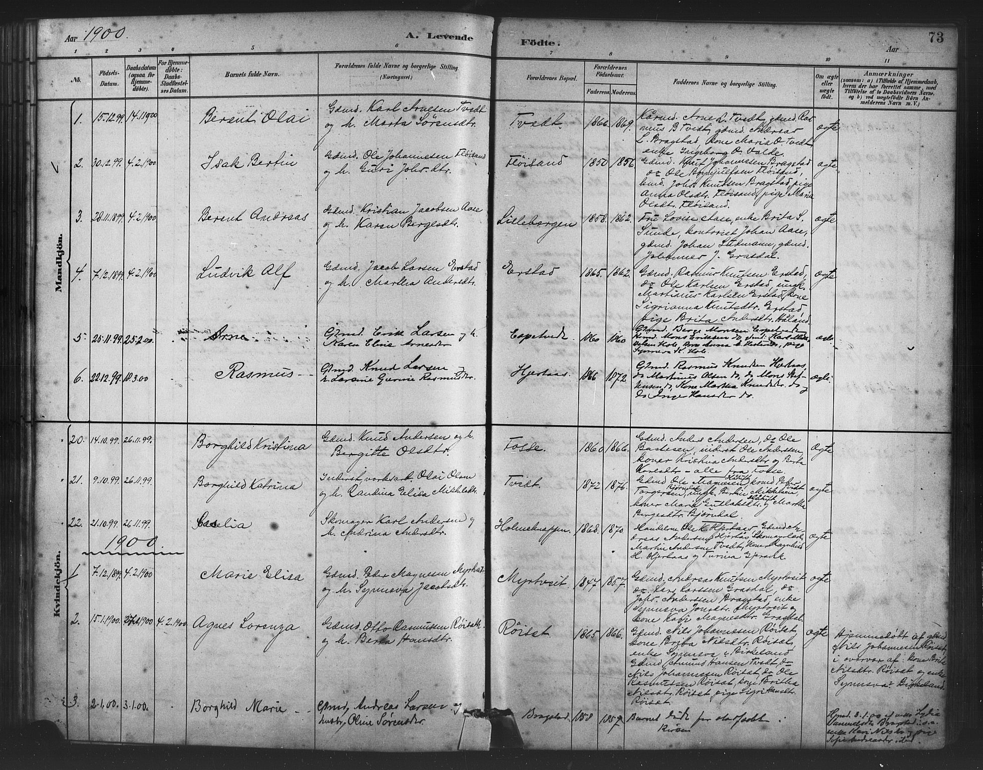 Alversund Sokneprestembete, AV/SAB-A-73901/H/Ha/Haa/Haac/L0001: Parish register (official) no. C 1, 1882-1900, p. 73