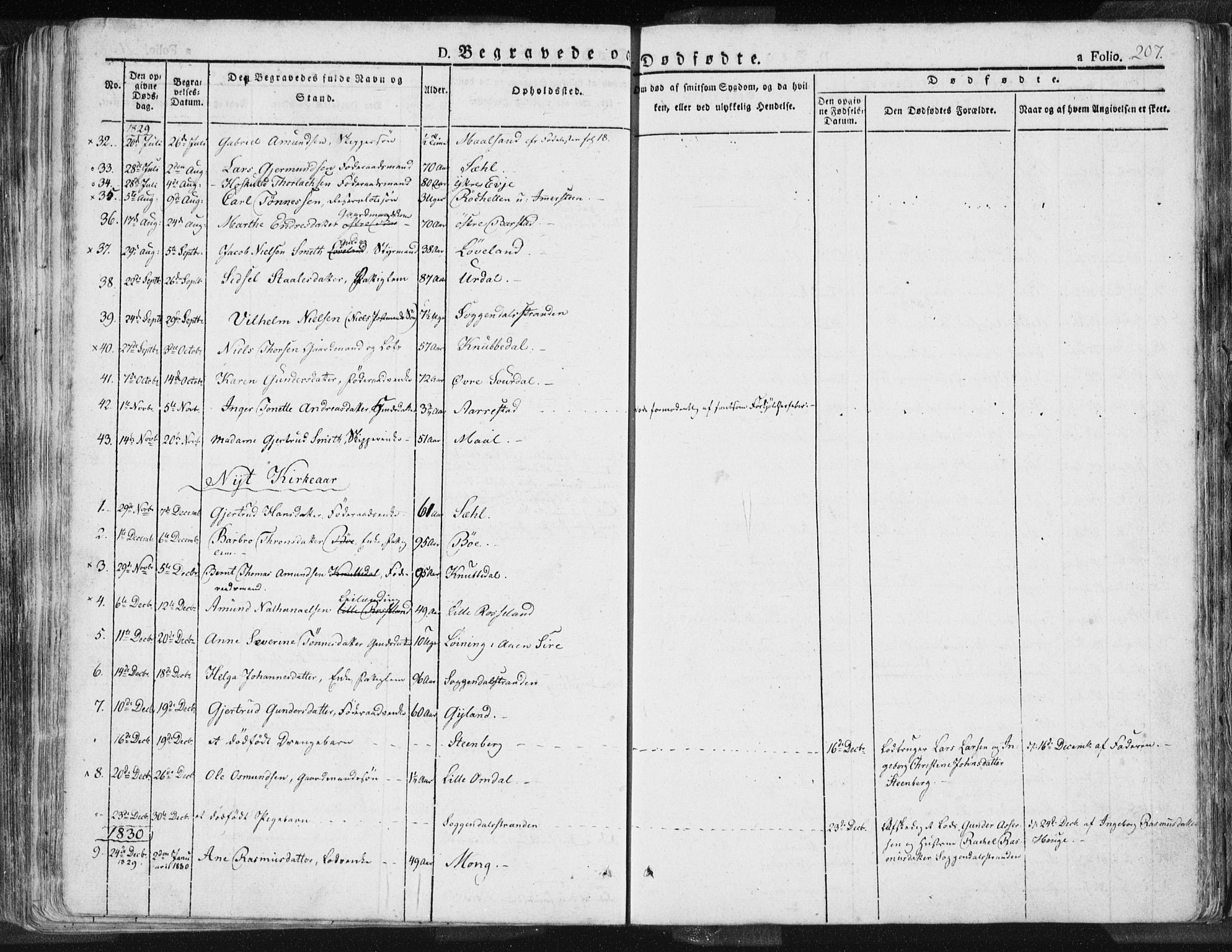 Sokndal sokneprestkontor, SAST/A-101808: Parish register (official) no. A 7.1, 1826-1842, p. 207