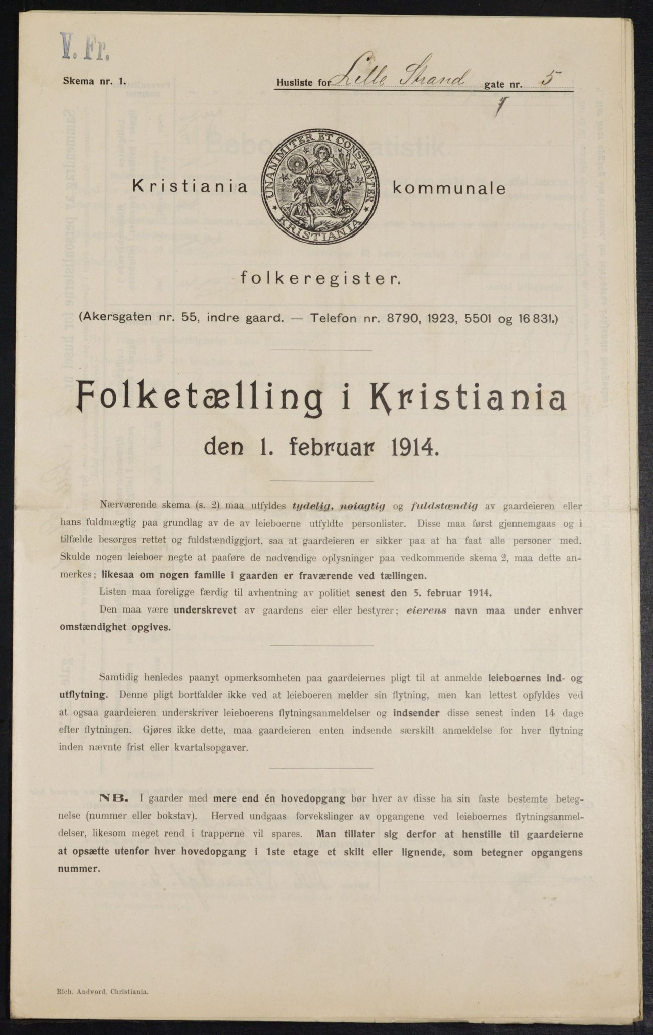 OBA, Municipal Census 1914 for Kristiania, 1914, p. 57513