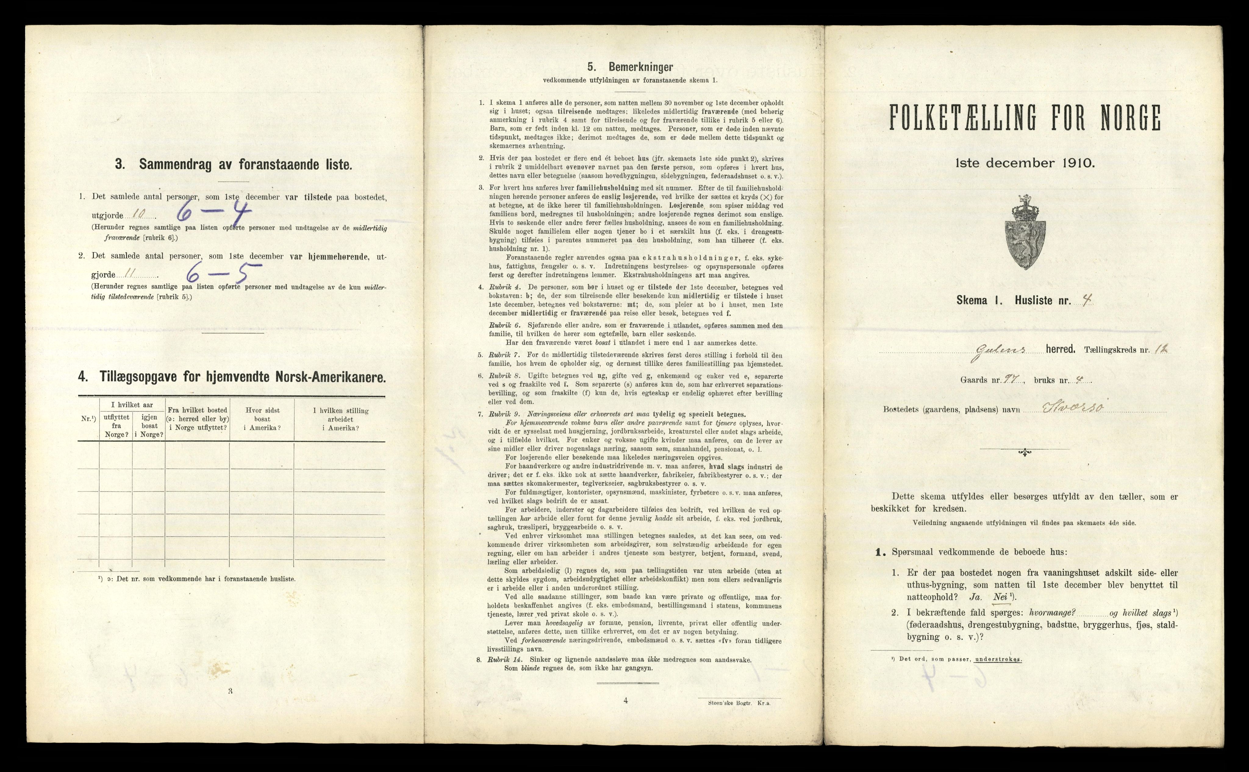 RA, 1910 census for Gulen, 1910, p. 1034