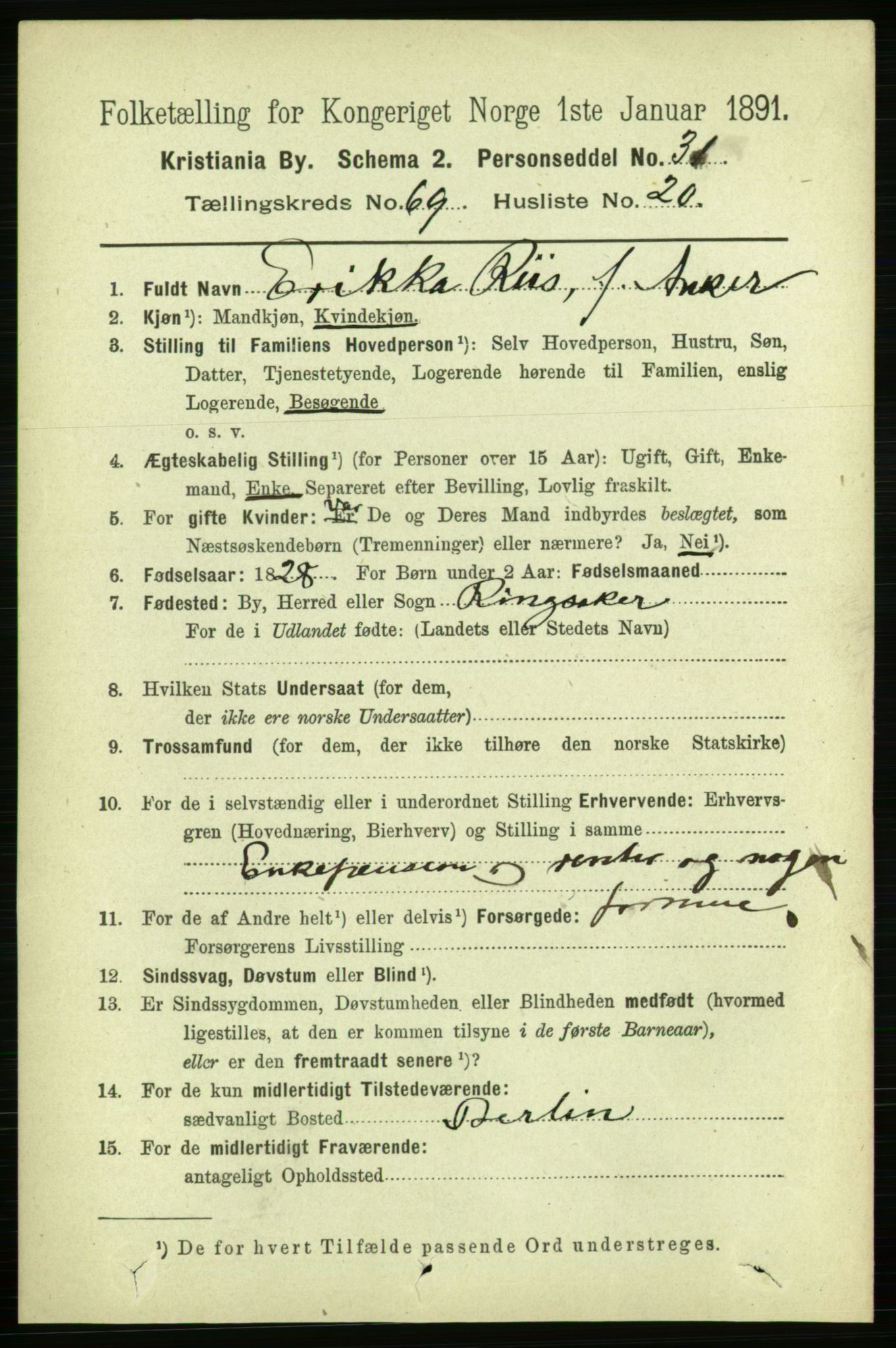 RA, 1891 census for 0301 Kristiania, 1891, p. 38488