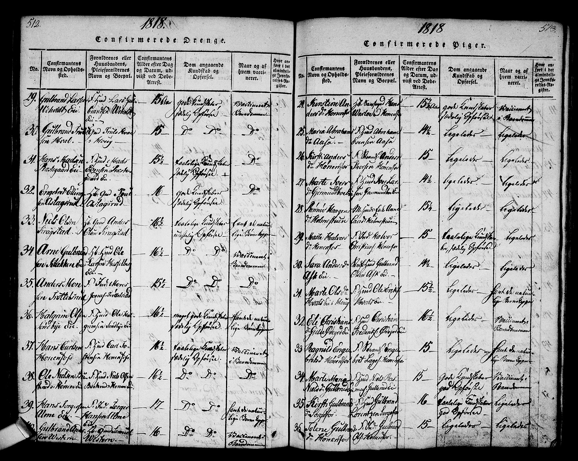 Norderhov kirkebøker, AV/SAKO-A-237/G/Ga/L0002: Parish register (copy) no. I 2, 1814-1867, p. 512-513