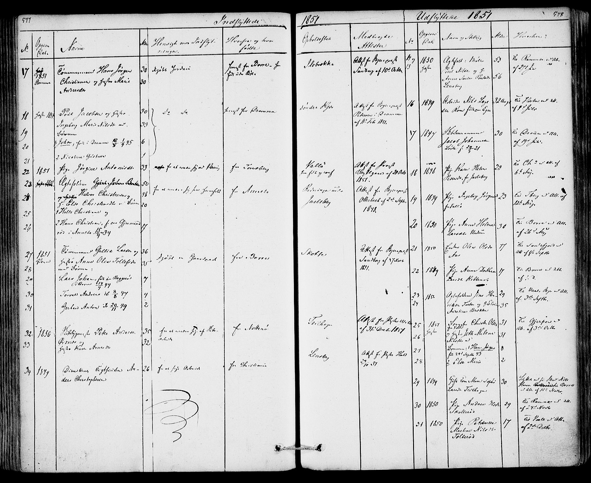 Sem kirkebøker, AV/SAKO-A-5/F/Fa/L0006: Parish register (official) no. I 6, 1843-1855, p. 577-578