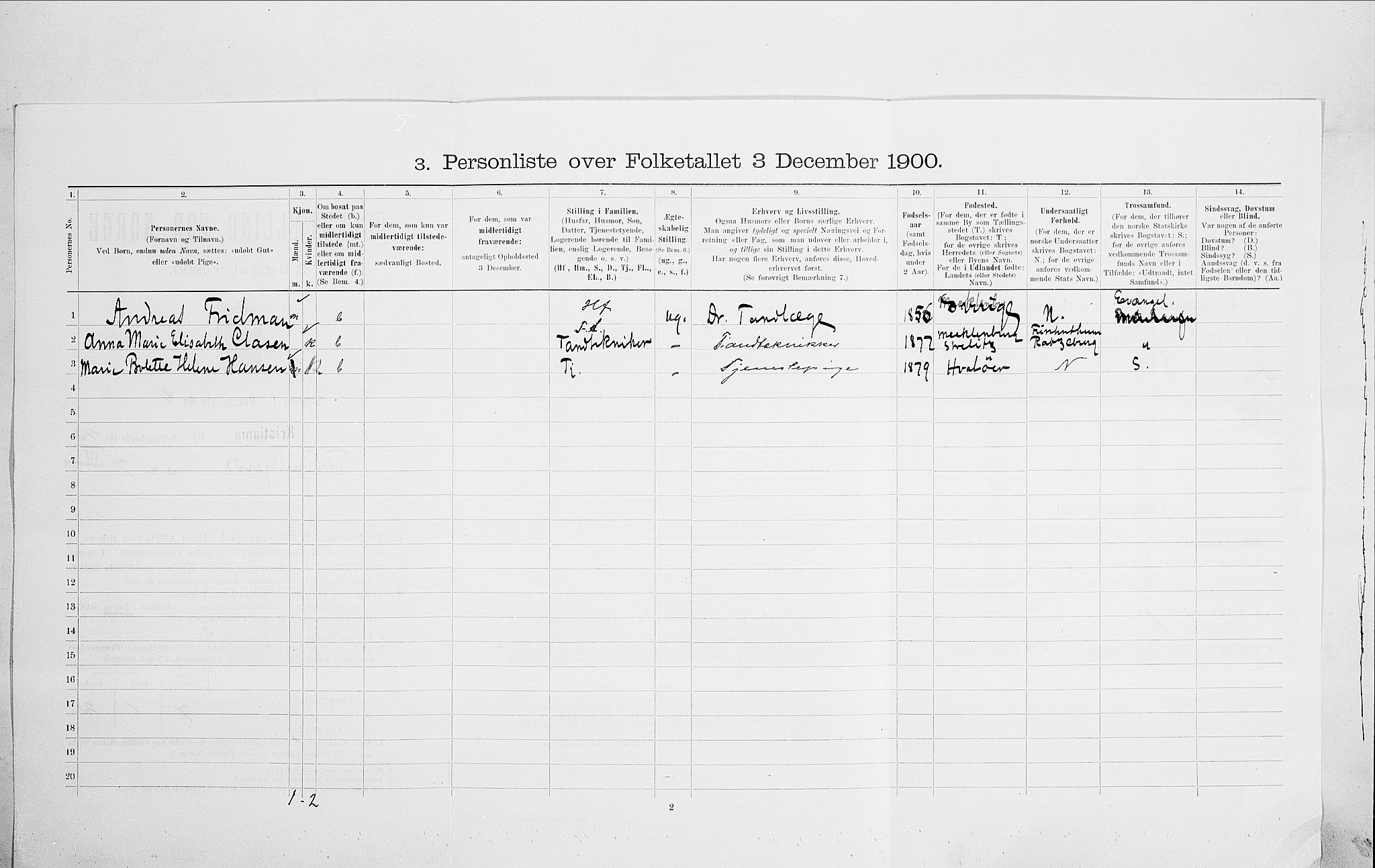 SAO, 1900 census for Kristiania, 1900, p. 102673