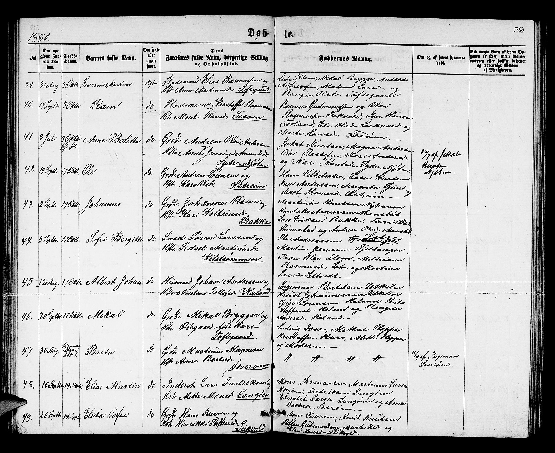 Lindås Sokneprestembete, SAB/A-76701/H/Hab: Parish register (copy) no. C 2, 1868-1885, p. 59