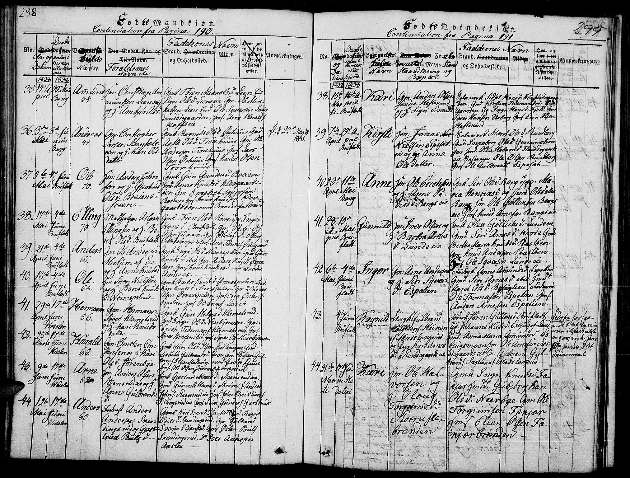 Sør-Aurdal prestekontor, AV/SAH-PREST-128/H/Ha/Hab/L0002: Parish register (copy) no. 2, 1826-1840, p. 298-299