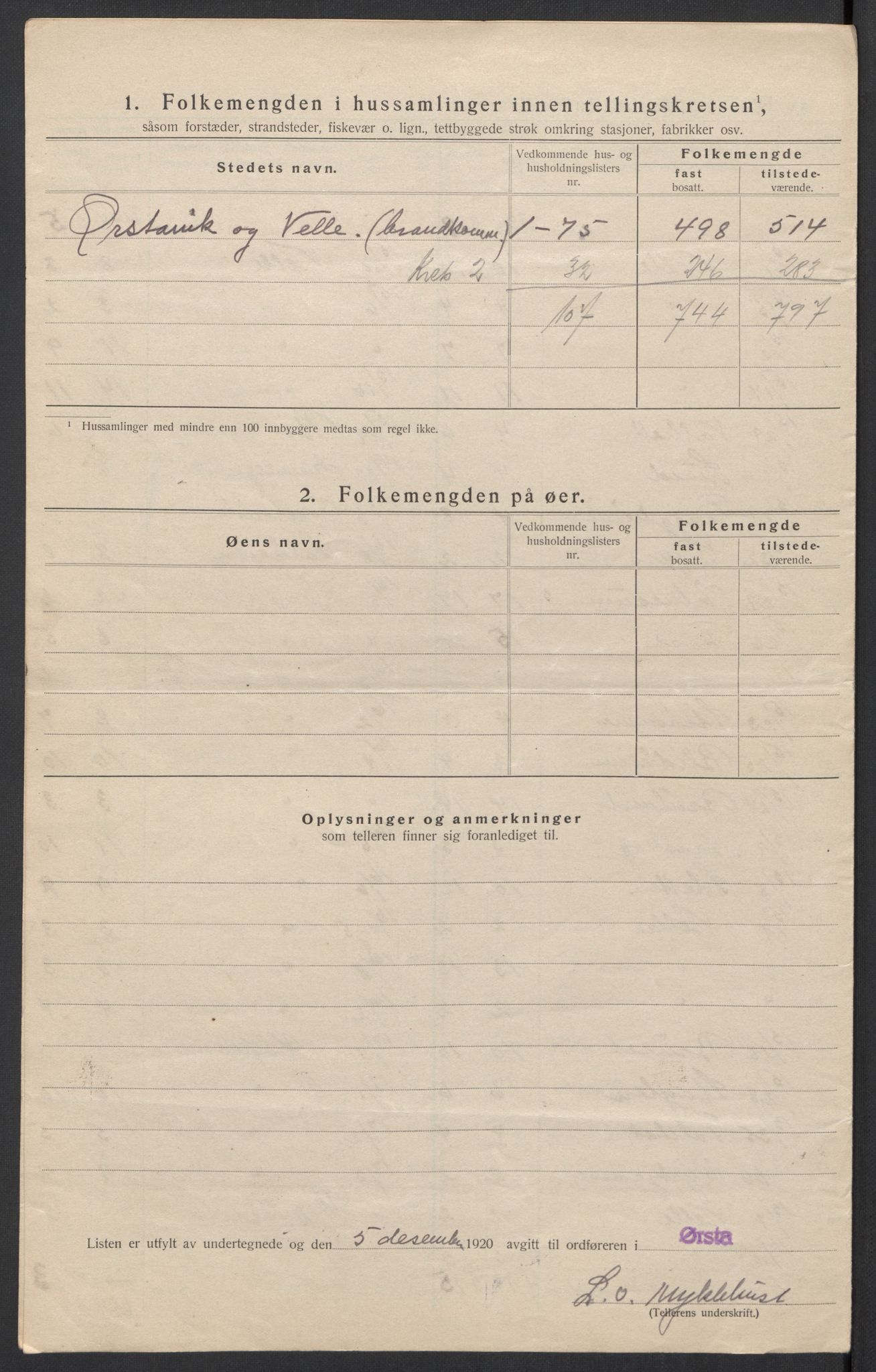 SAT, 1920 census for Ørsta, 1920, p. 14