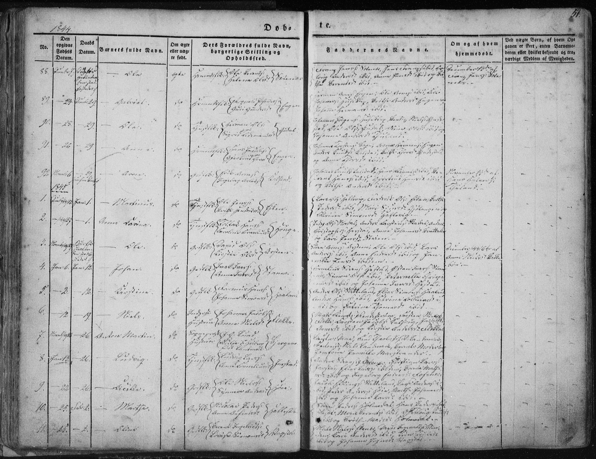 Fjaler sokneprestembete, SAB/A-79801/H/Haa/Haaa/L0006: Parish register (official) no. A 6, 1835-1884, p. 51