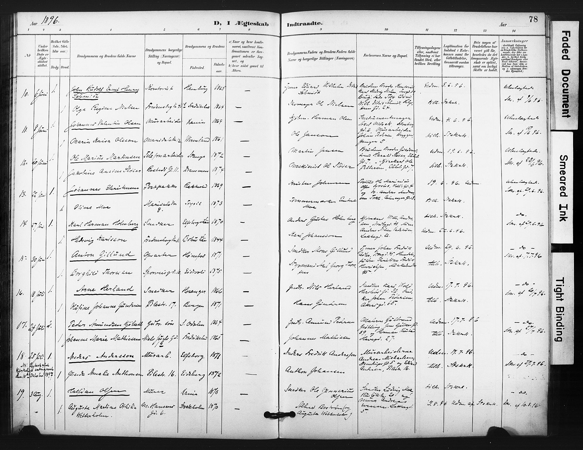 Trefoldighet prestekontor Kirkebøker, SAO/A-10882/F/Fg/L0001: Parish register (official) no. VII 1, 1892-1923, p. 78