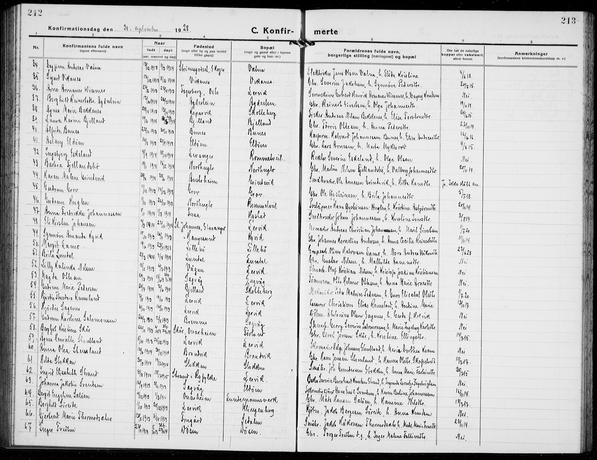 Stord sokneprestembete, AV/SAB-A-78201/H/Hab: Parish register (copy) no. A 4, 1919-1933, p. 212-213