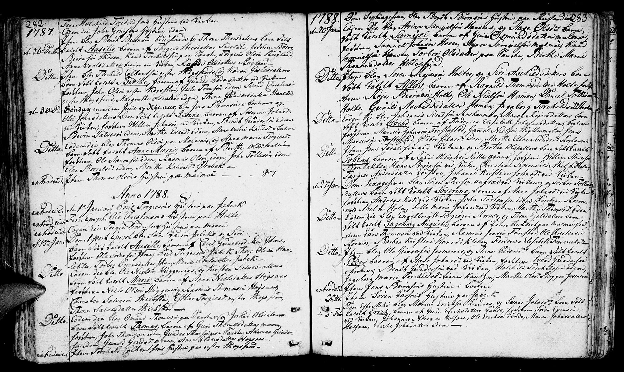 Mandal sokneprestkontor, AV/SAK-1111-0030/F/Fa/Faa/L0003: Parish register (official) no. A 3, 1748-1794, p. 282-283