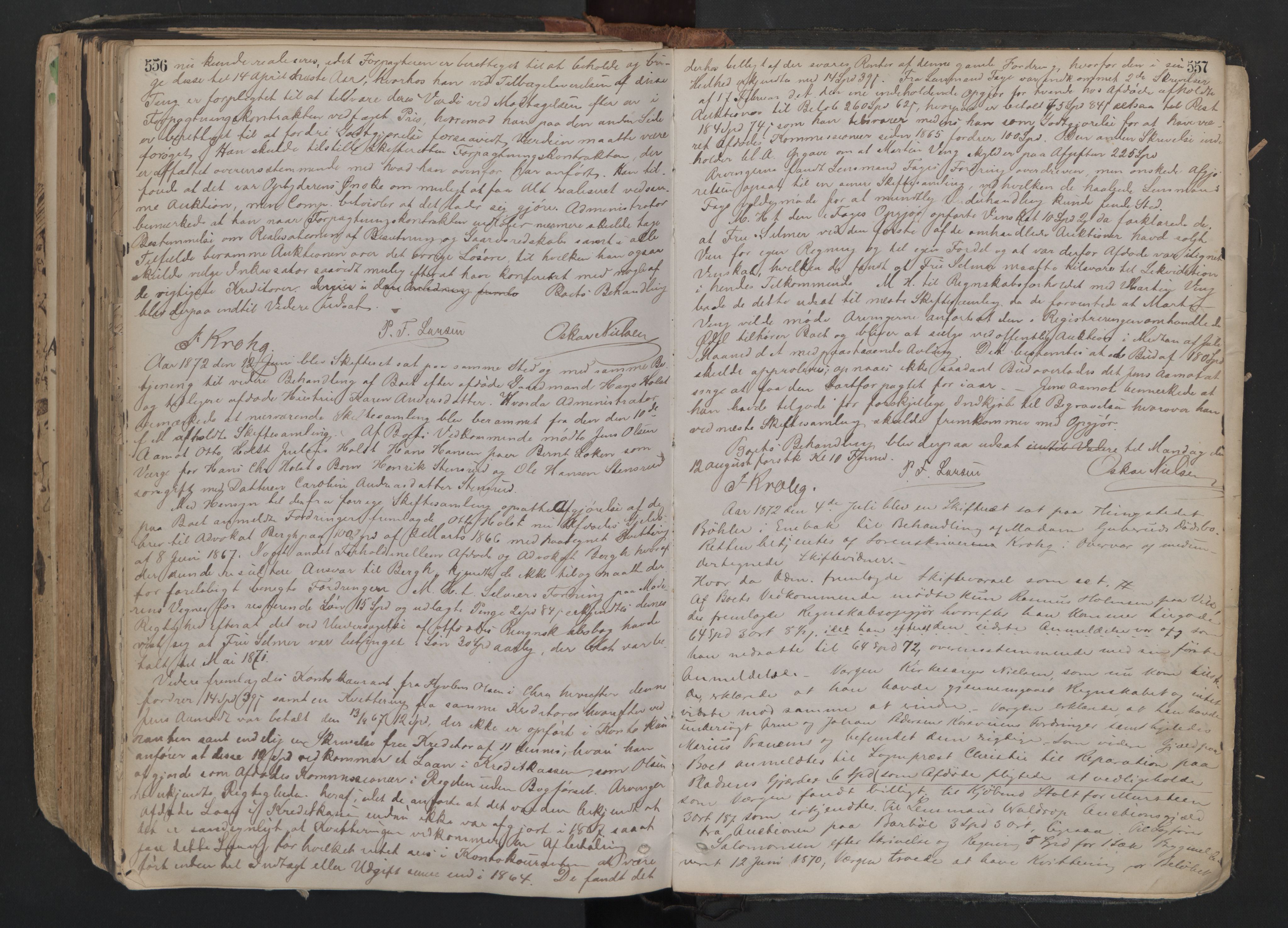 Nedre Romerike sorenskriveri, AV/SAO-A-10469/H/He/Heb/L0006: Skiftebehandlingsprotokoll, 1864-1872, p. 556-557