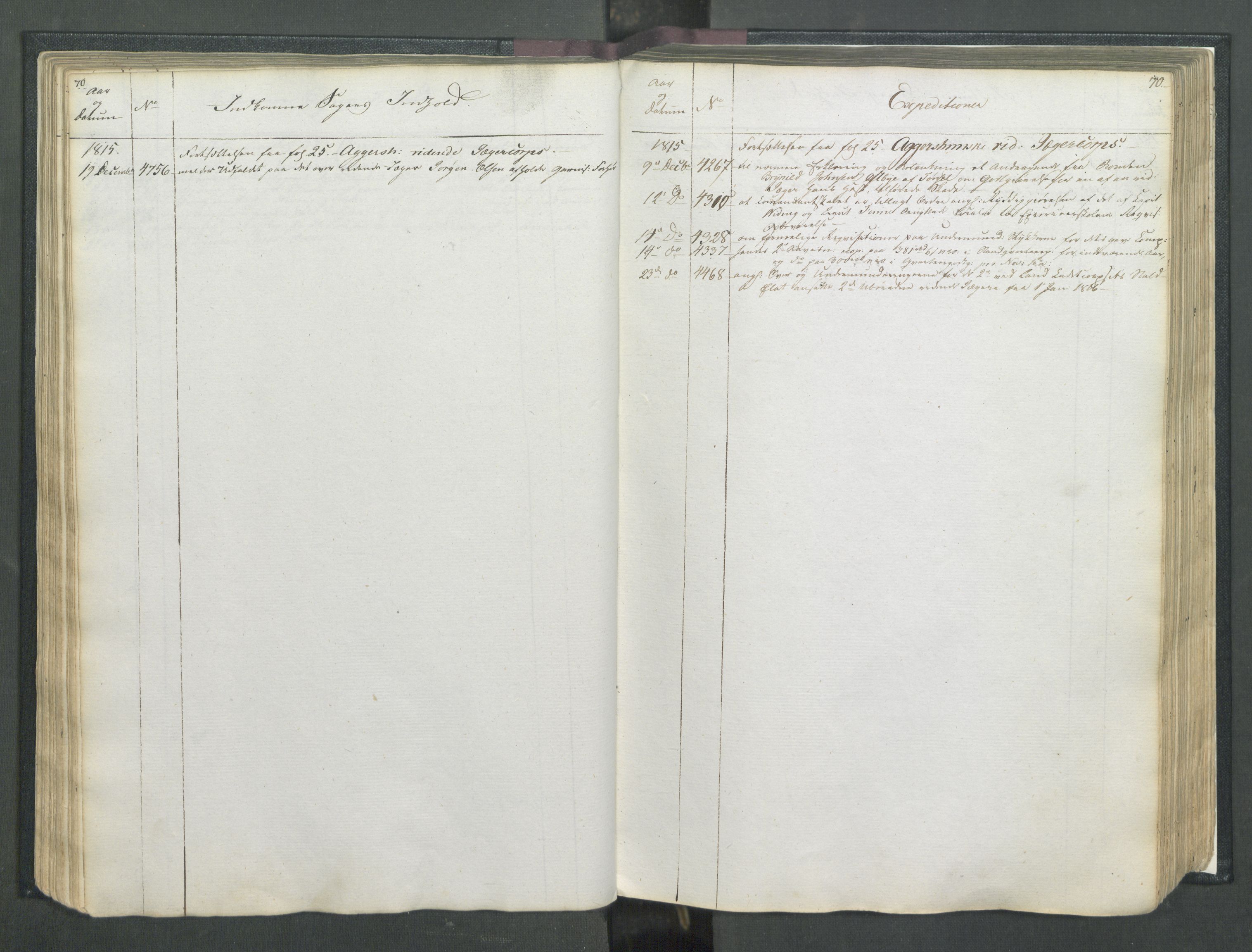 Armédepartementet, RA/RAFA-3493/C/Ca/L0007: 6. Departements Register, 1815, p. 70