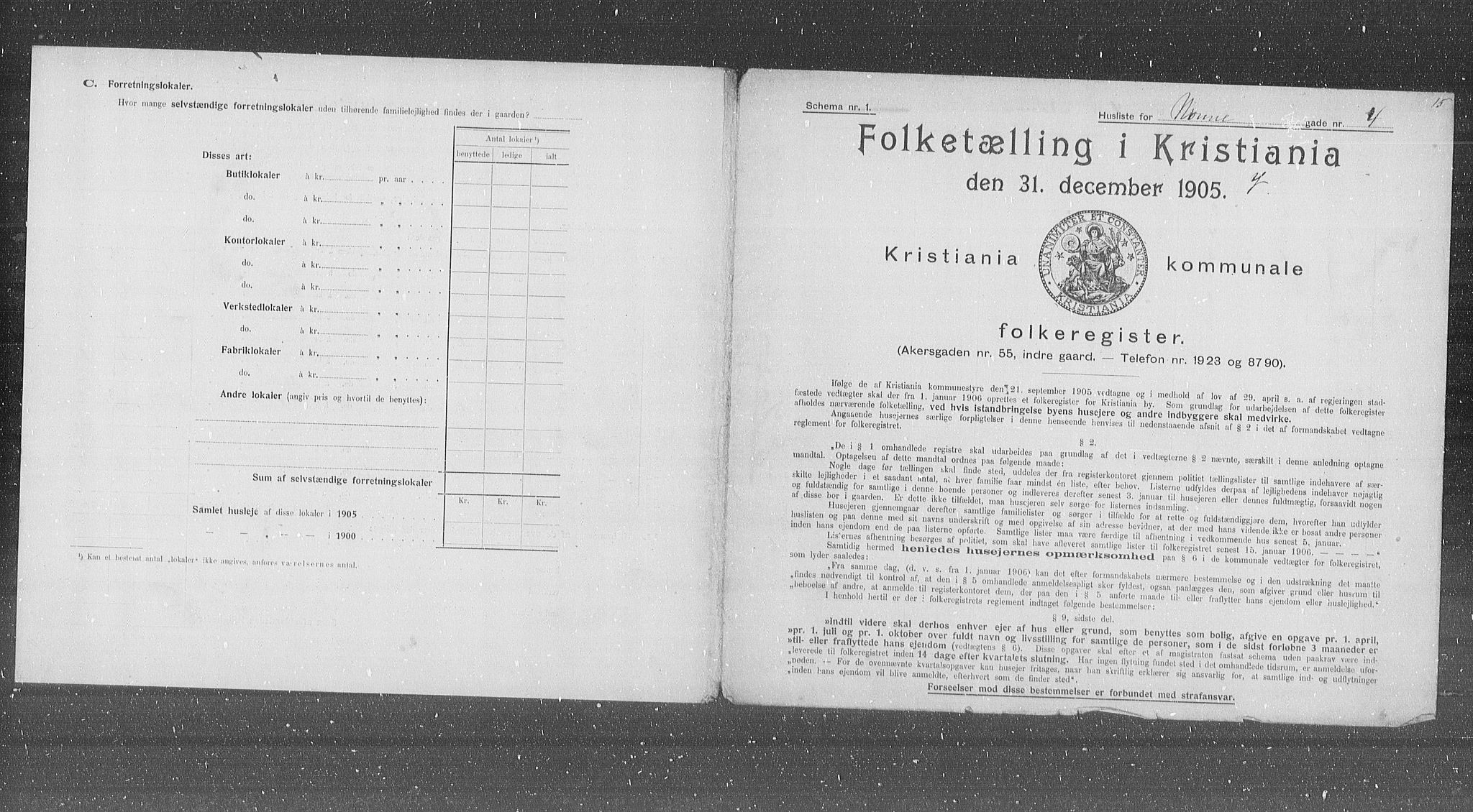 OBA, Municipal Census 1905 for Kristiania, 1905, p. 37555