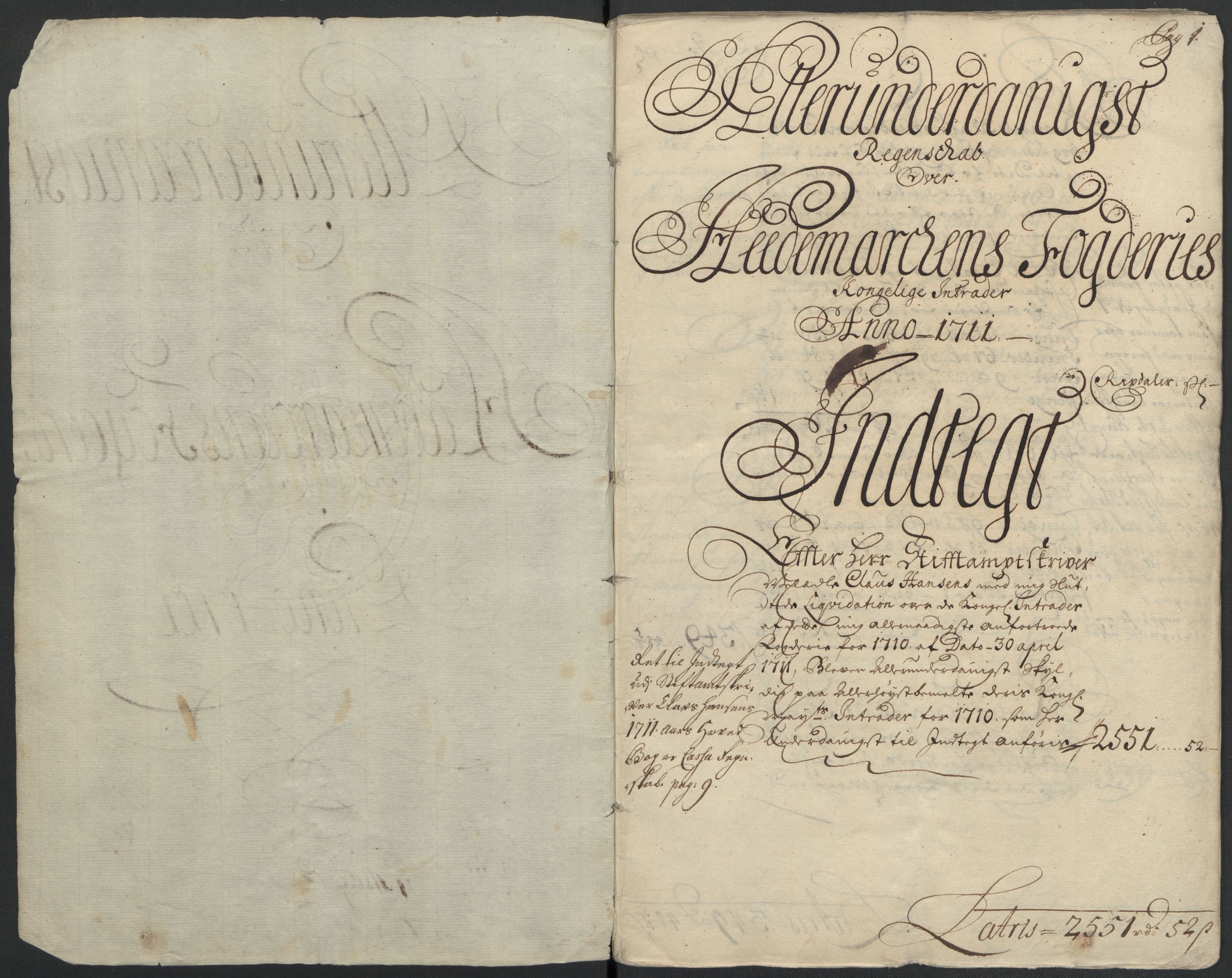 Rentekammeret inntil 1814, Reviderte regnskaper, Fogderegnskap, RA/EA-4092/R16/L1047: Fogderegnskap Hedmark, 1711, p. 4