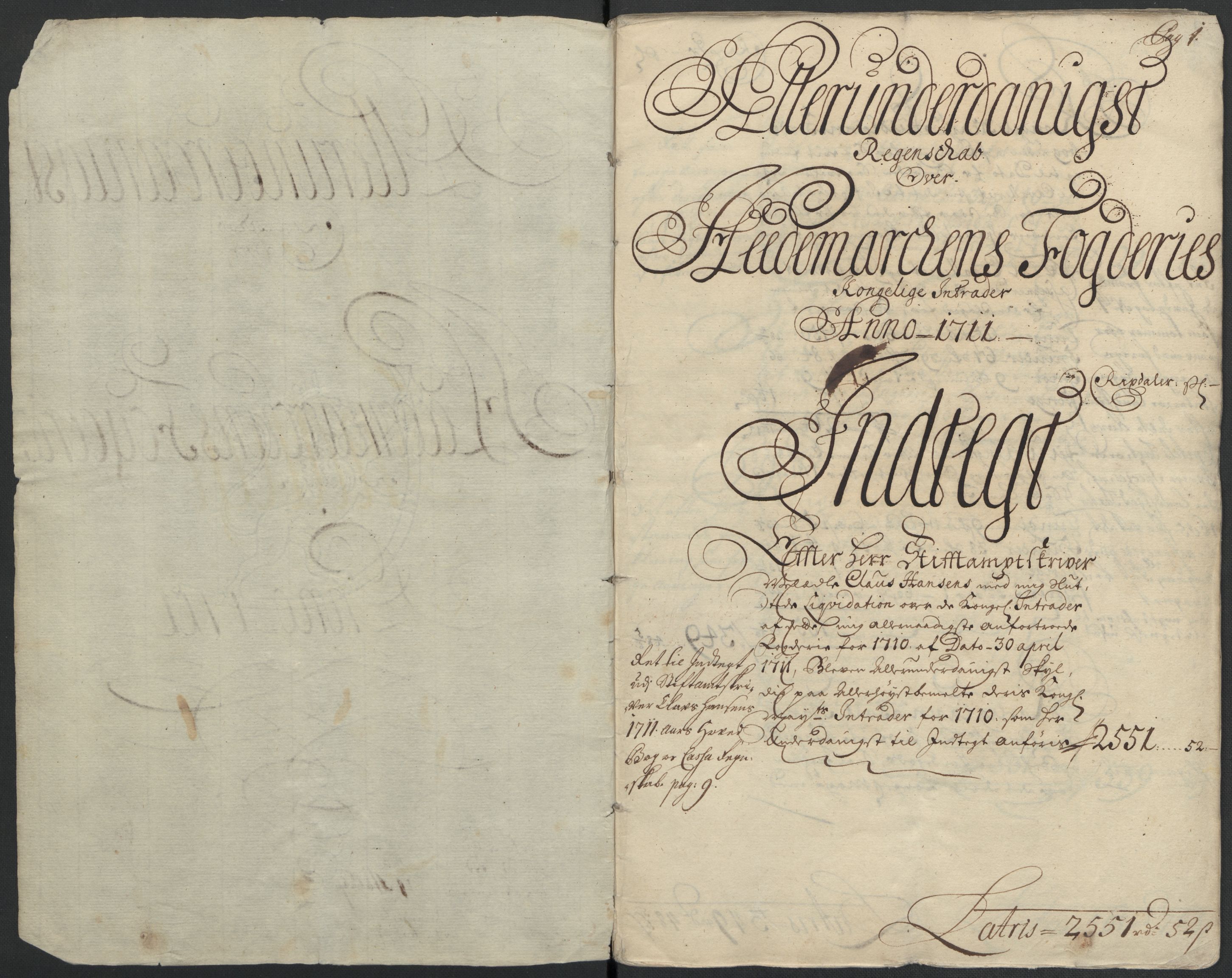 Rentekammeret inntil 1814, Reviderte regnskaper, Fogderegnskap, AV/RA-EA-4092/R16/L1047: Fogderegnskap Hedmark, 1711, p. 4