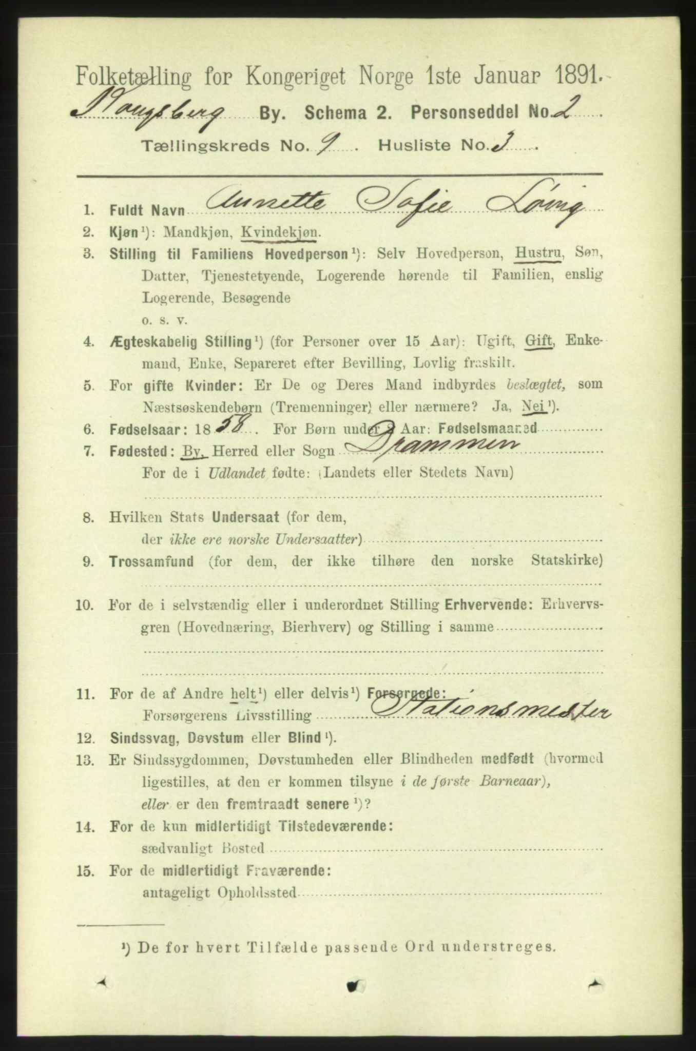 RA, 1891 census for 0604 Kongsberg, 1891, p. 6059