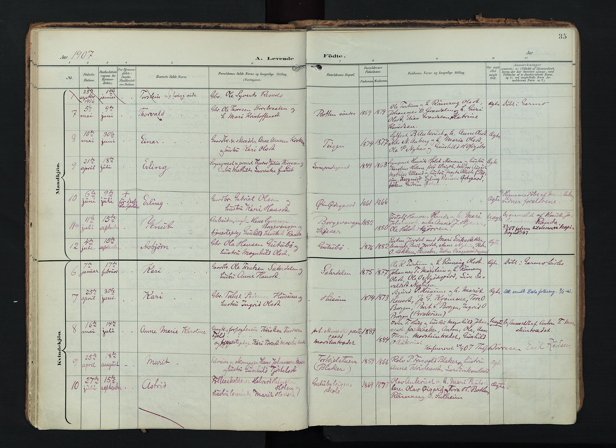 Lom prestekontor, SAH/PREST-070/K/L0010: Parish register (official) no. 10, 1899-1926, p. 35