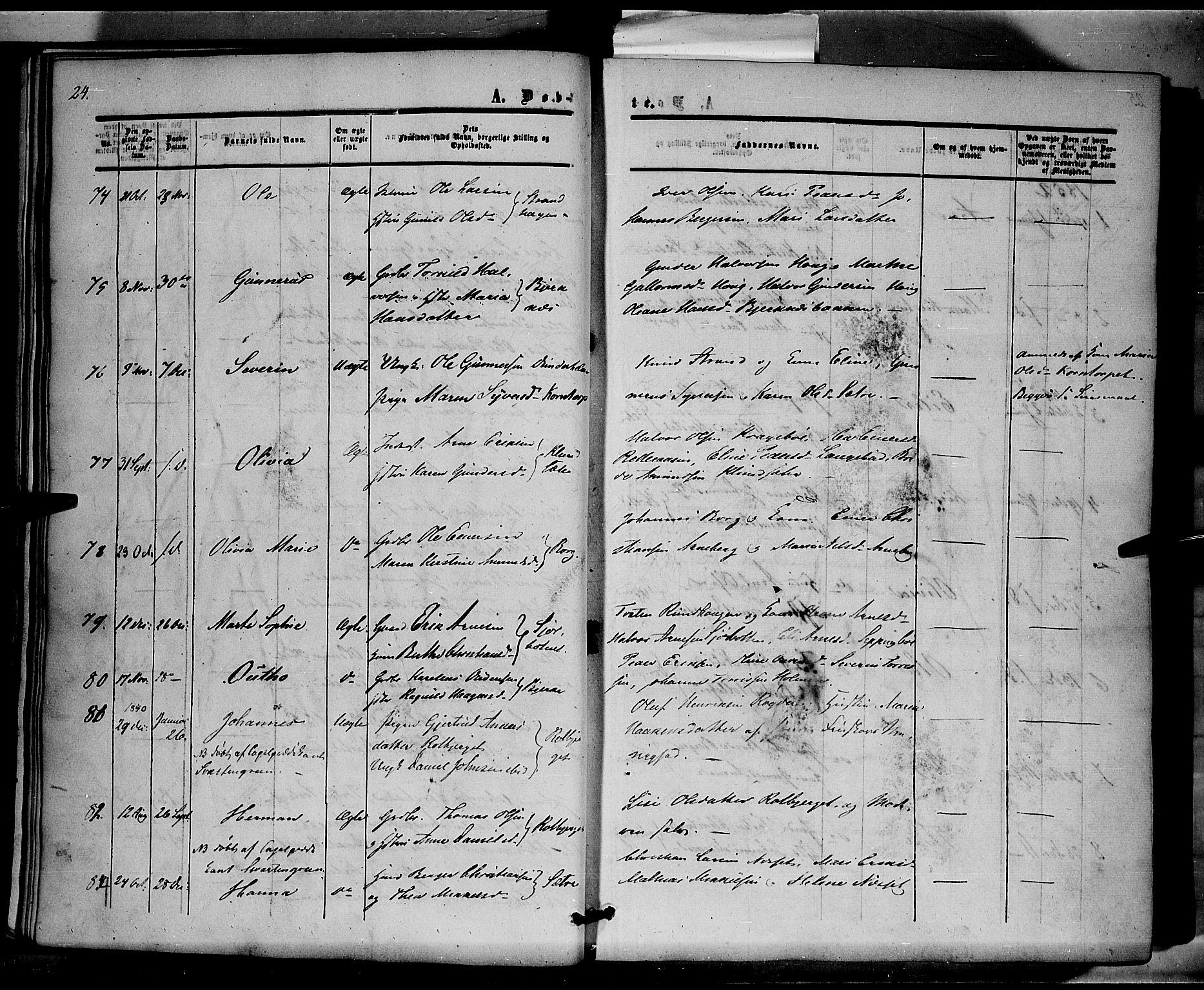 Hof prestekontor, AV/SAH-PREST-038/H/Ha/Haa/L0008: Parish register (official) no. 8, 1849-1861, p. 24