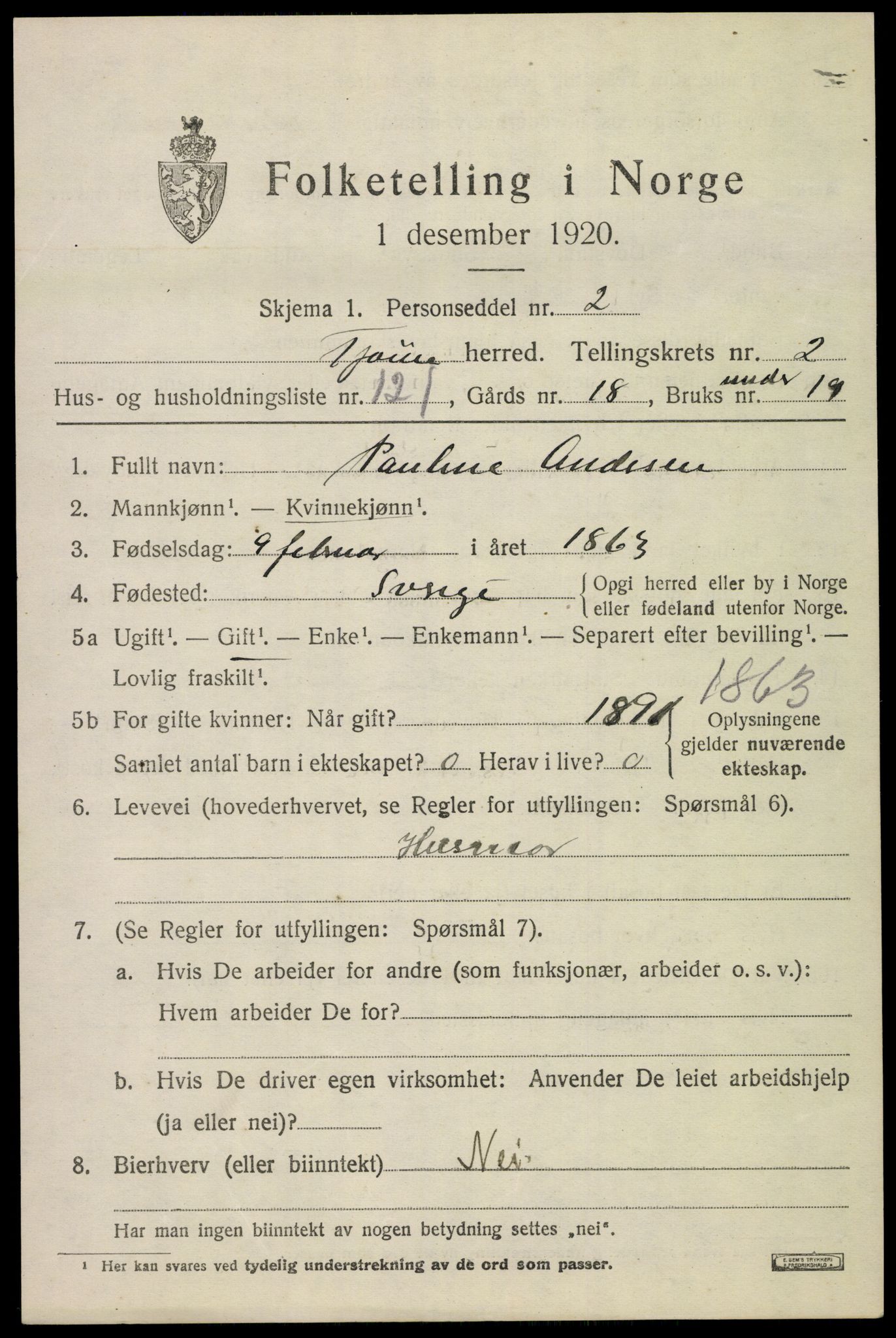 SAKO, 1920 census for Tjøme, 1920, p. 3753